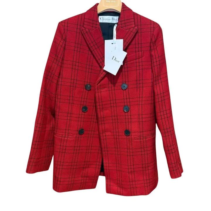 Dior Dior Red Plaid Classic Oversized Blazer 0079 Size US S / EU 44-46 / 1 - 1 Thumbnail