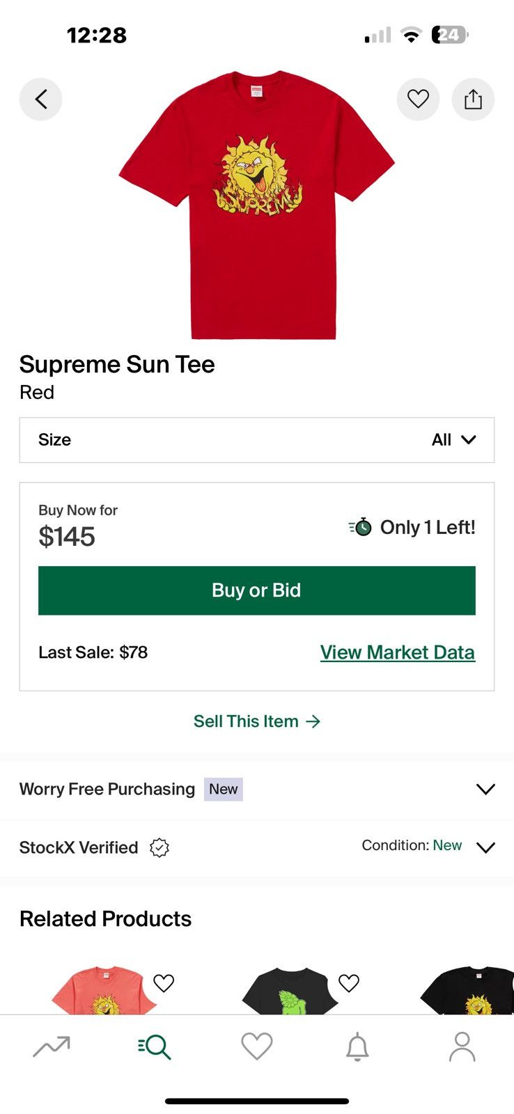 Supreme Supreme Sun Tee Size US M / EU 48-50 / 2 - 4 Thumbnail
