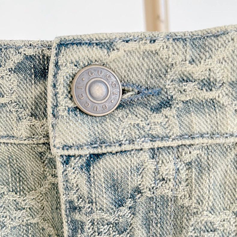 Gucci Gucci Classic double G jacquard cotton denim skirt 2504-Nex Size 24" / US 00 / IT 34 - 5 Thumbnail