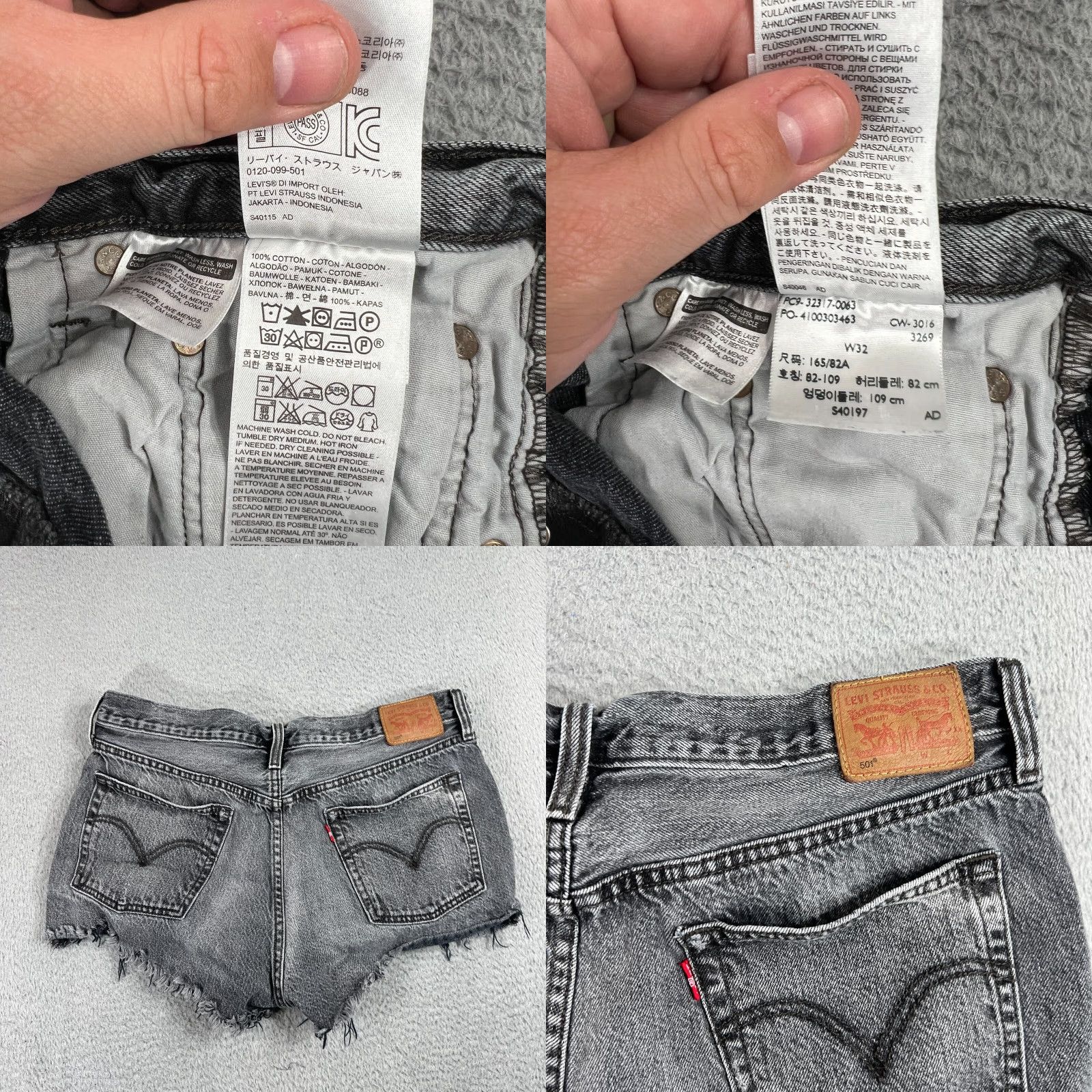 Levi's Levi's 501 Black Women's Denim Cut-Off ShortsHigh Waisted Distressed 32 Casual Travel Size 24" / US 00 / IT 34 - 8 Thumbnail