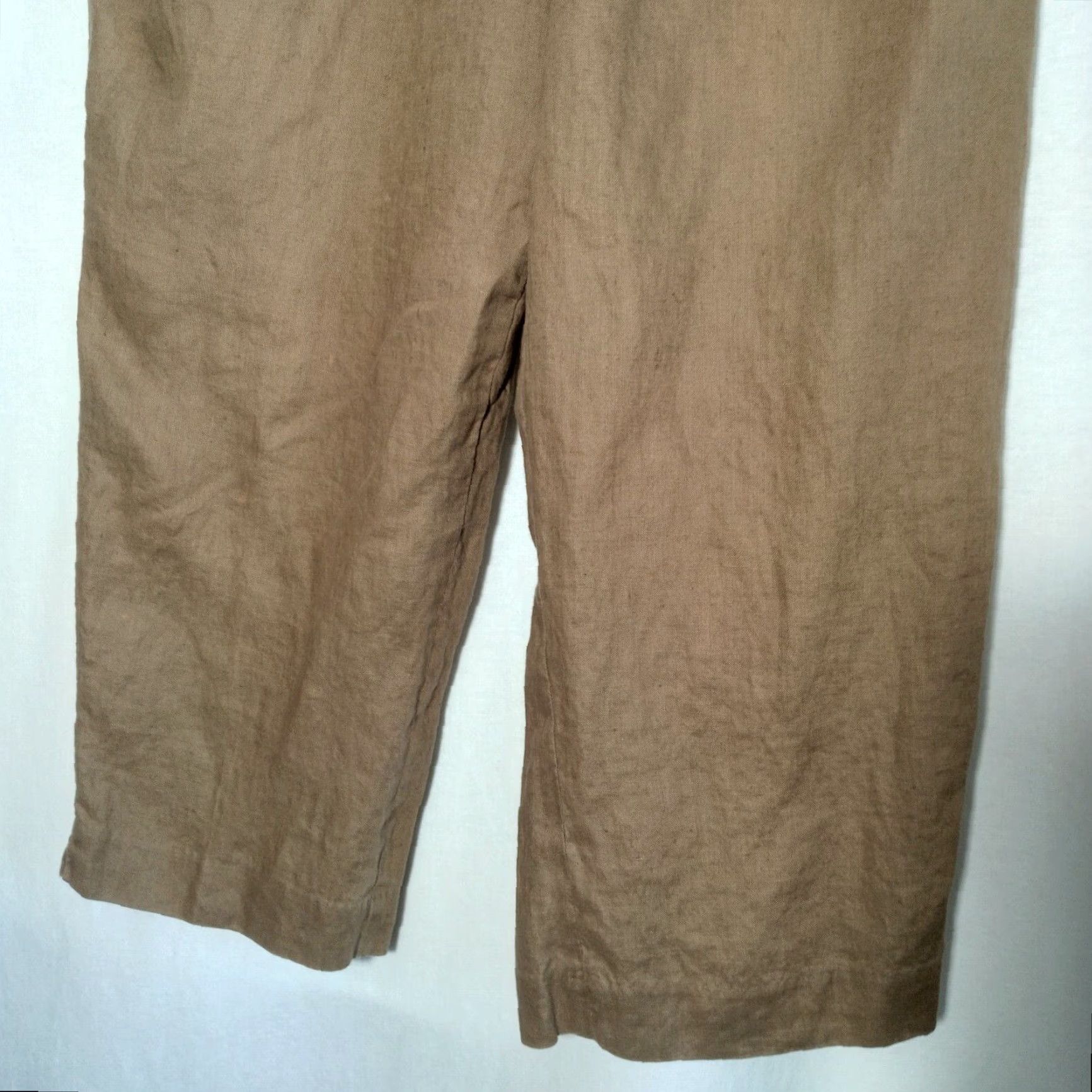 J Brand VINTAGE R Brand Linen Pants Womens Size 12 Cropped Pleated Beige Classic Lagenlook Size 34" / US 12 / IT 48 - 6 Thumbnail