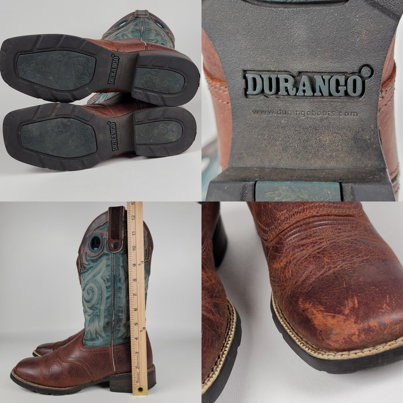 Durango Durango® Saddle Western Boots Women's 9.5 M Brown/Teal Drd0135 Size US 8 / IT 38 - 8 Thumbnail