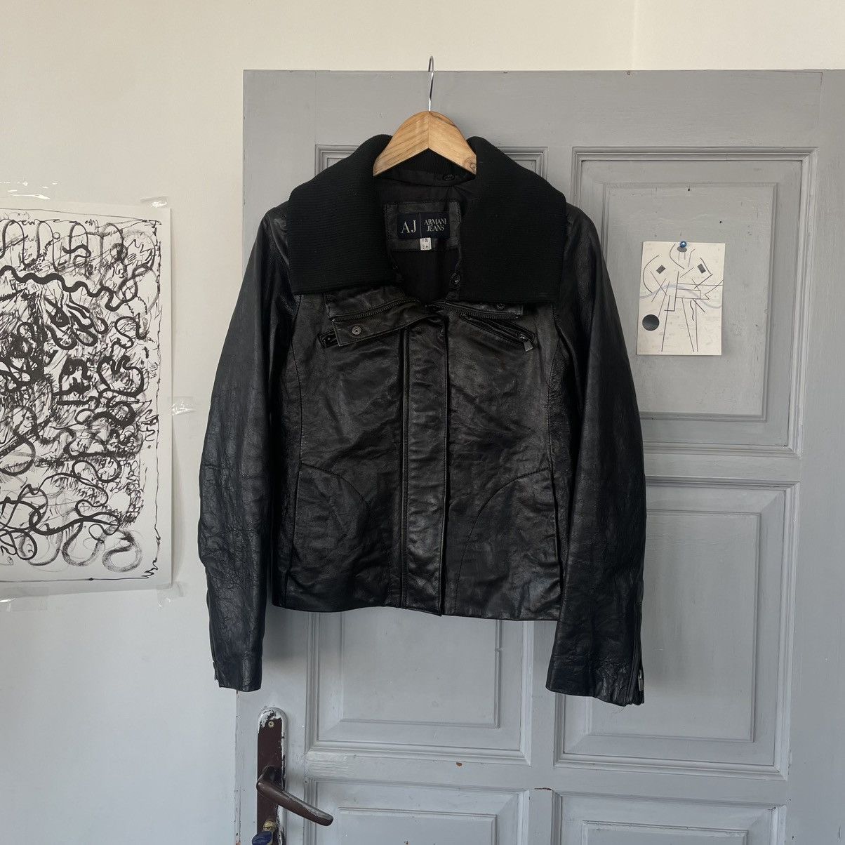 Armani × Vintage Vintage Armani Jeans 00’s Avantgarde Leather Jacket Size S / US 4 / IT 40 - 3 Thumbnail