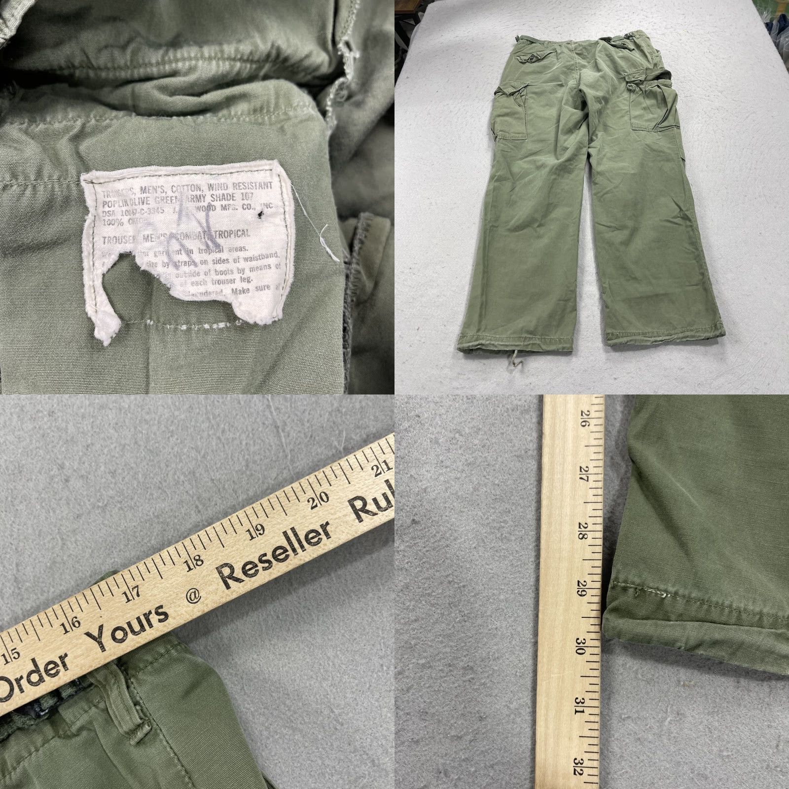 Vintage VINTAGE Army Pants Mens 36x30 Green Cargo Trousers Shade 107 Combat Tropical 70s Size US 36 / EU 52 - 8 Thumbnail
