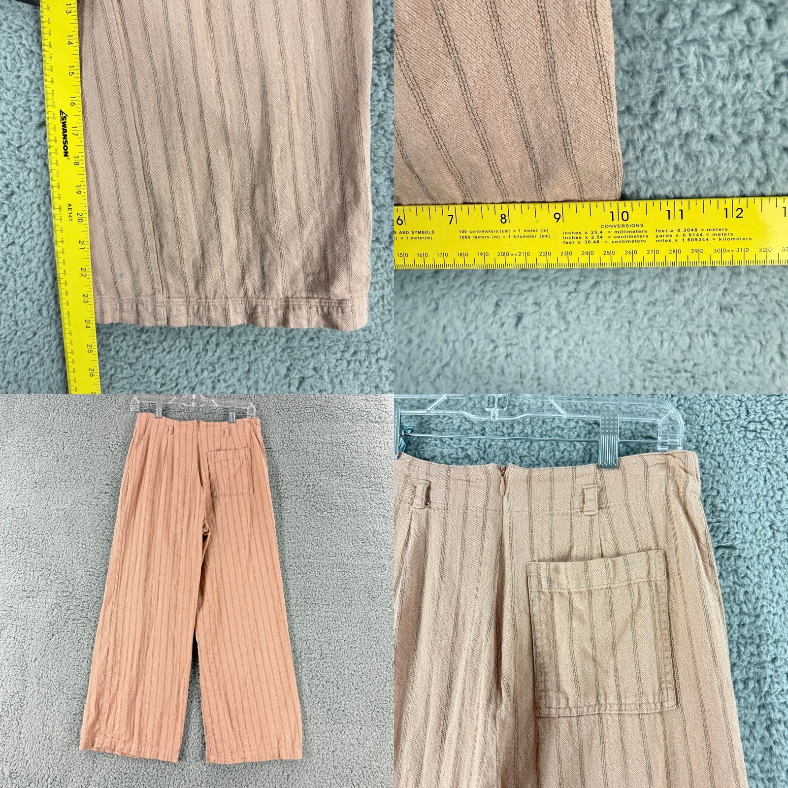 Urban Outfitters Urban Outfitters Pink Stripe Wide Leg Pants Womens Small High Rise Linen Blend Size 28" / US 6 / IT 42 - 8 Thumbnail
