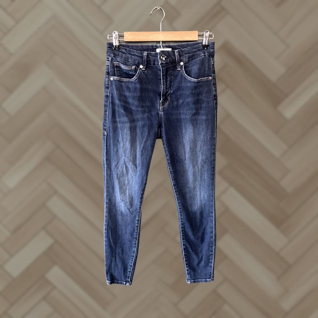 Good American GOOD AMERICAN Jeans Cropped Light Wash Distressed 6 Womens 28 Skinny Leg Denim Blue Size 28" / US 6 / IT 42 - 1 Thumbnail