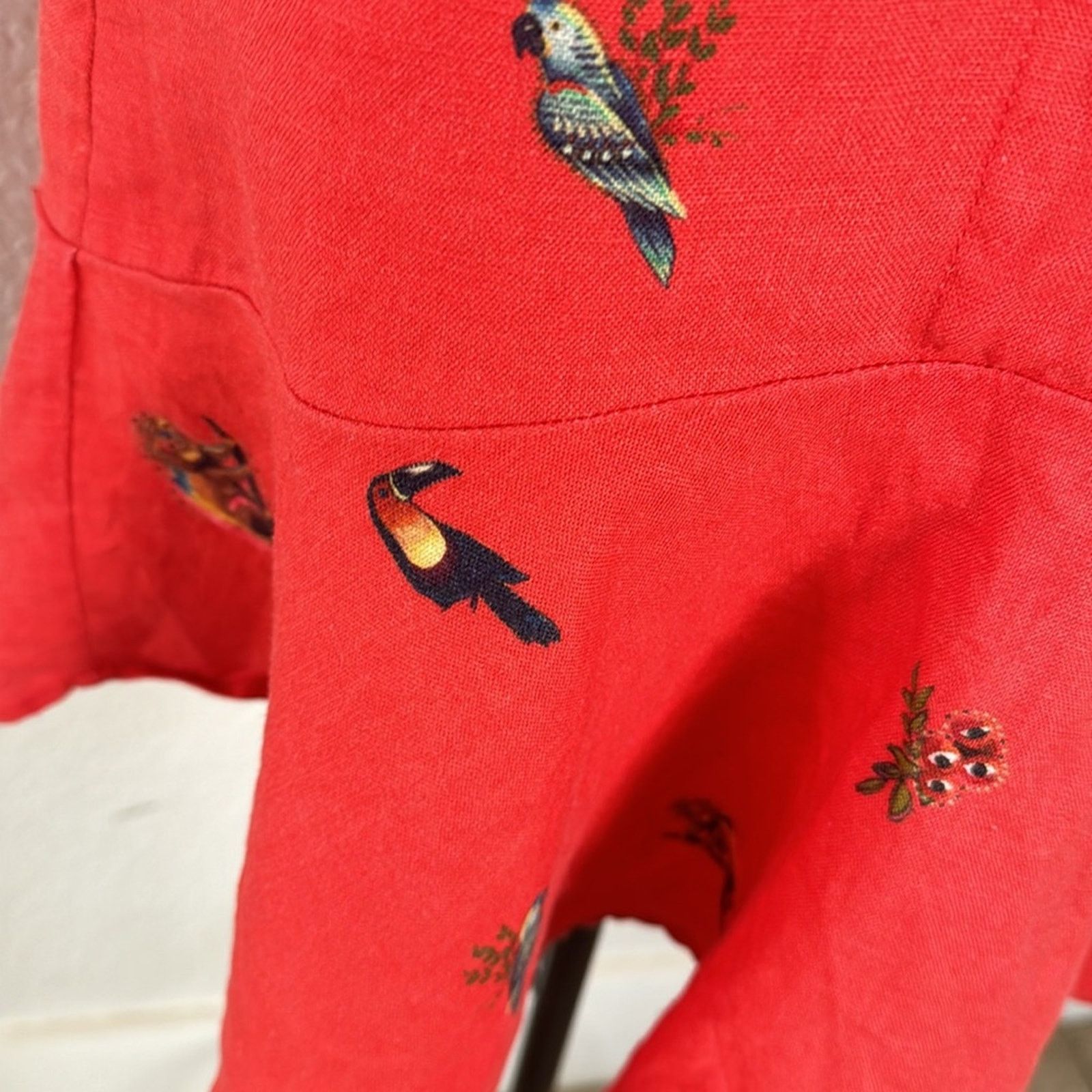 Farm Rio Farm Rio Red Linen Mini Dress Size S Size S / US 4 / IT 40 - 4 Thumbnail