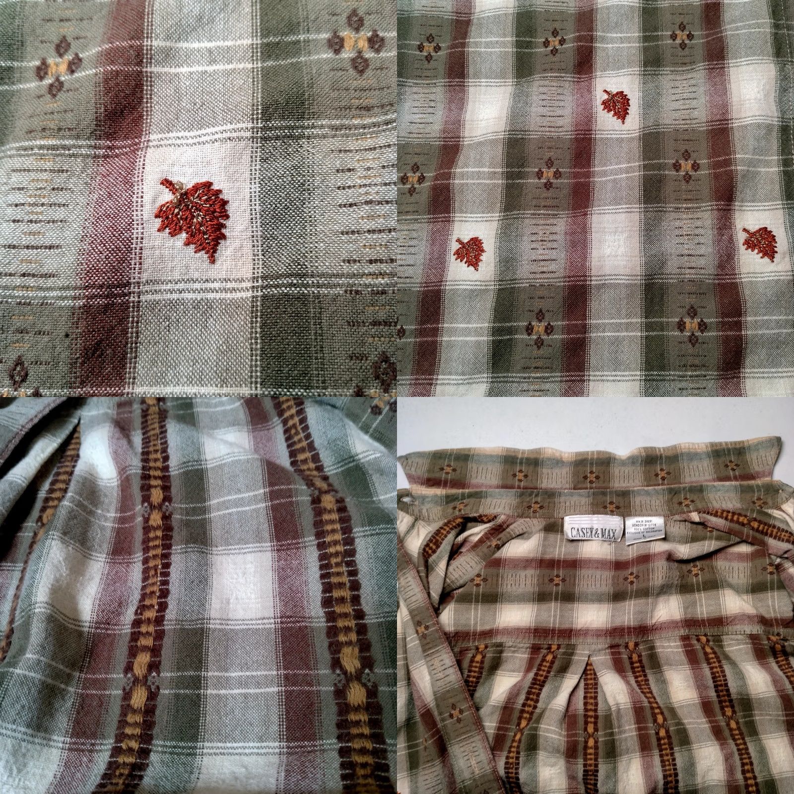 Vintage VINTAGE Casey & Max Blouse Women L Brown Plaid Embroidered Leaves Fall Autumn Leaf Casual Shirt Mens Womens Girls Boys Size L / US 10 / IT 46 - 9 Thumbnail