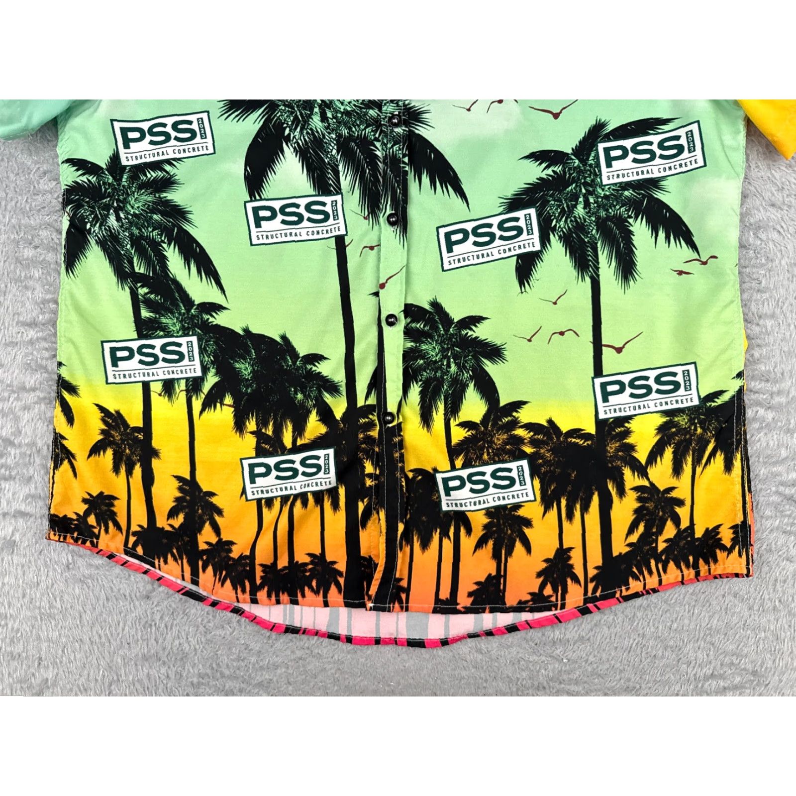 Vintage VINTAGE Precast Structural Solutions Shirt Men Medium Blue Orange Palm Sunset Hawaiian Size US M / EU 48-50 / 2 - 5 Thumbnail
