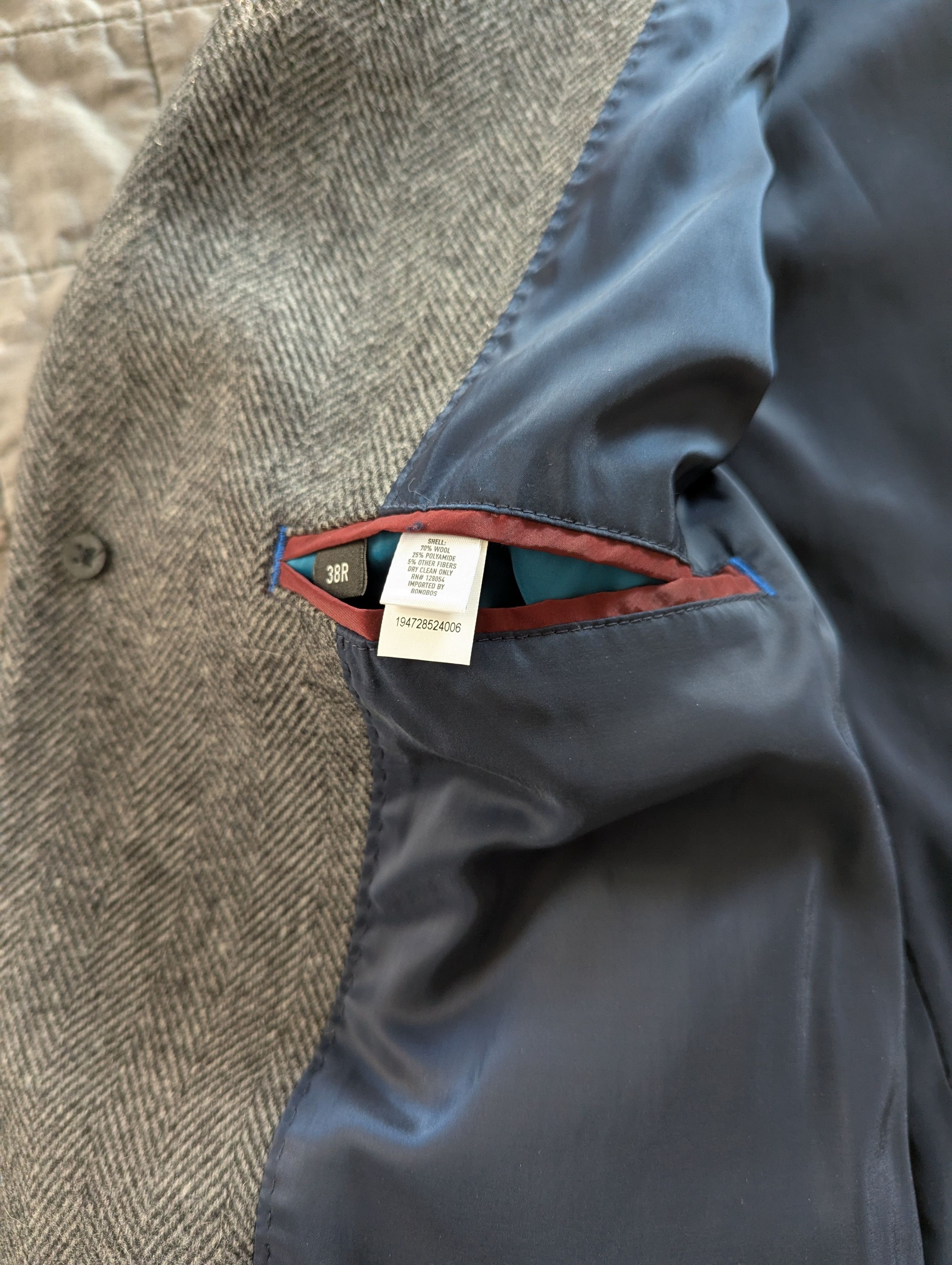 Bonobos Bonobos Italian Wool Topcoat in Gray Heringbone Like New Size US S / EU 44-46 / 1 - 3 Thumbnail