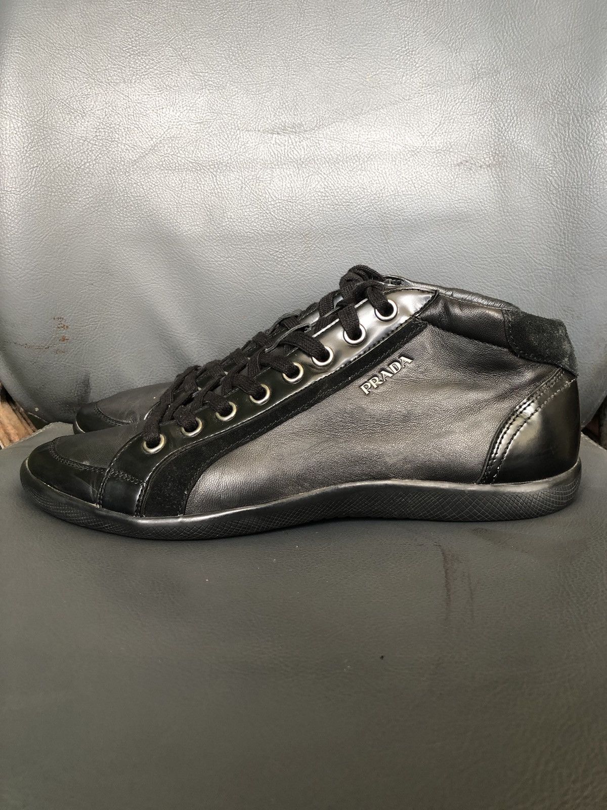 Prada Prada Blavk Calfskin Leather Men’s Sneakers Size 8.5 Size US 8.5 / EU 41-42 - 6 Thumbnail