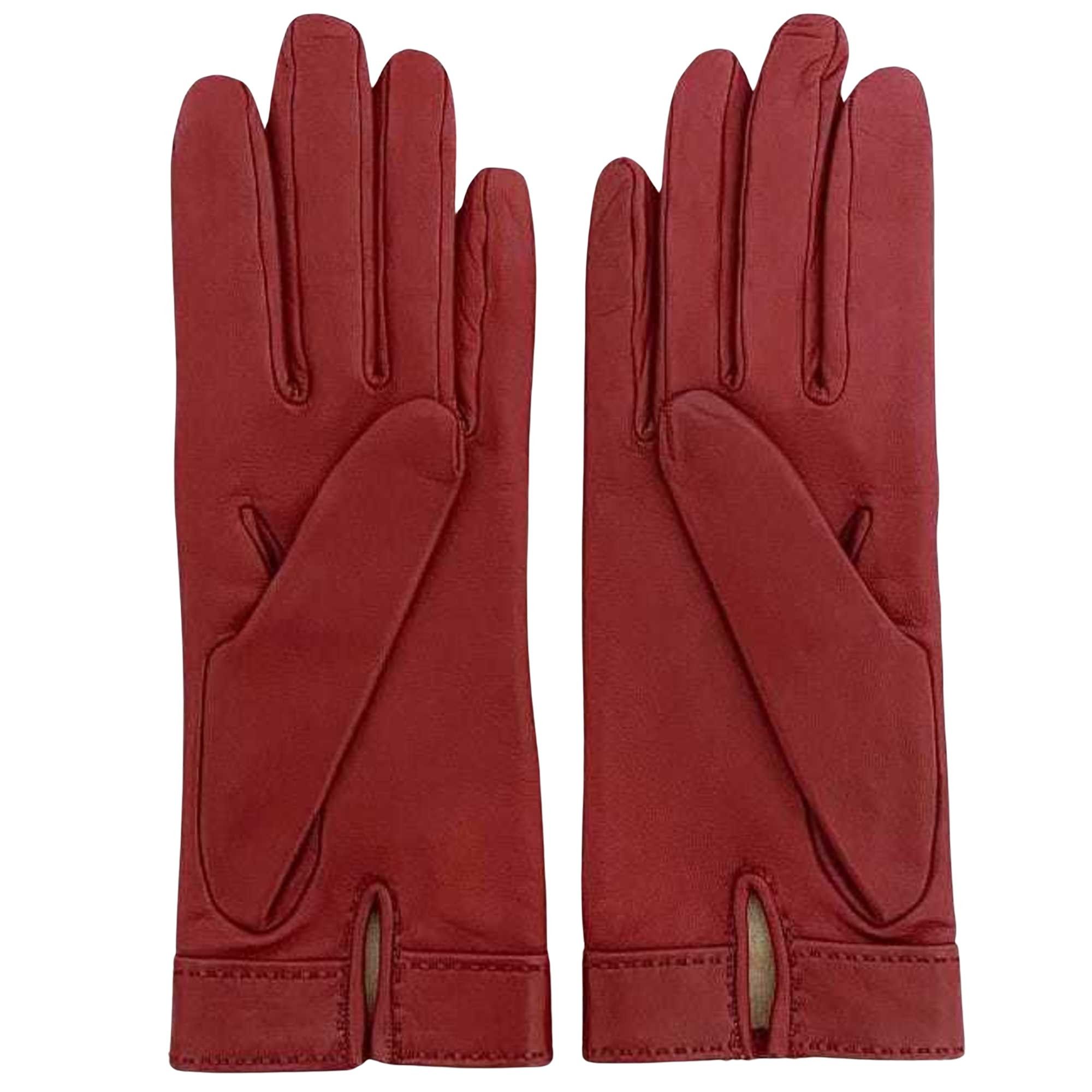image of Hermes Sellier Gloves in Red, Women's