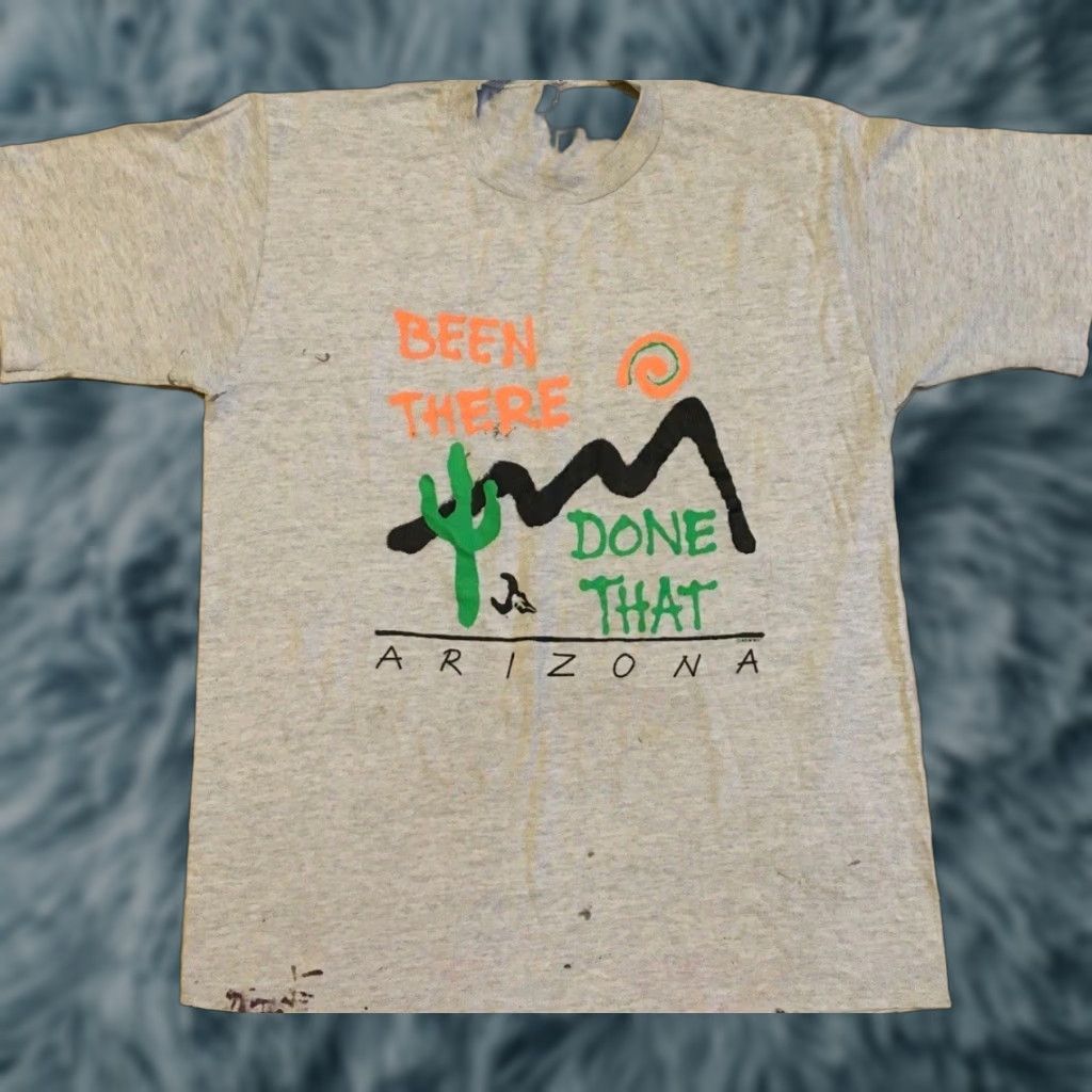Vintage Vtg 90s Arizona Been There Done That Faded Distress Shirt M Gray Short Sleeve Mens Funny Joke Grunge Size US M / EU 48-50 / 2 - 1 Thumbnail