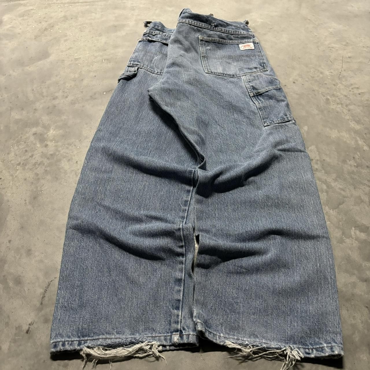 Japanese Brand × Vintage Crazy Vintage Y2K/2000s Baggy Light Wash Distressed Skater Carpenter Denim Jeans! Size US 38 / EU 54 - 4 Thumbnail