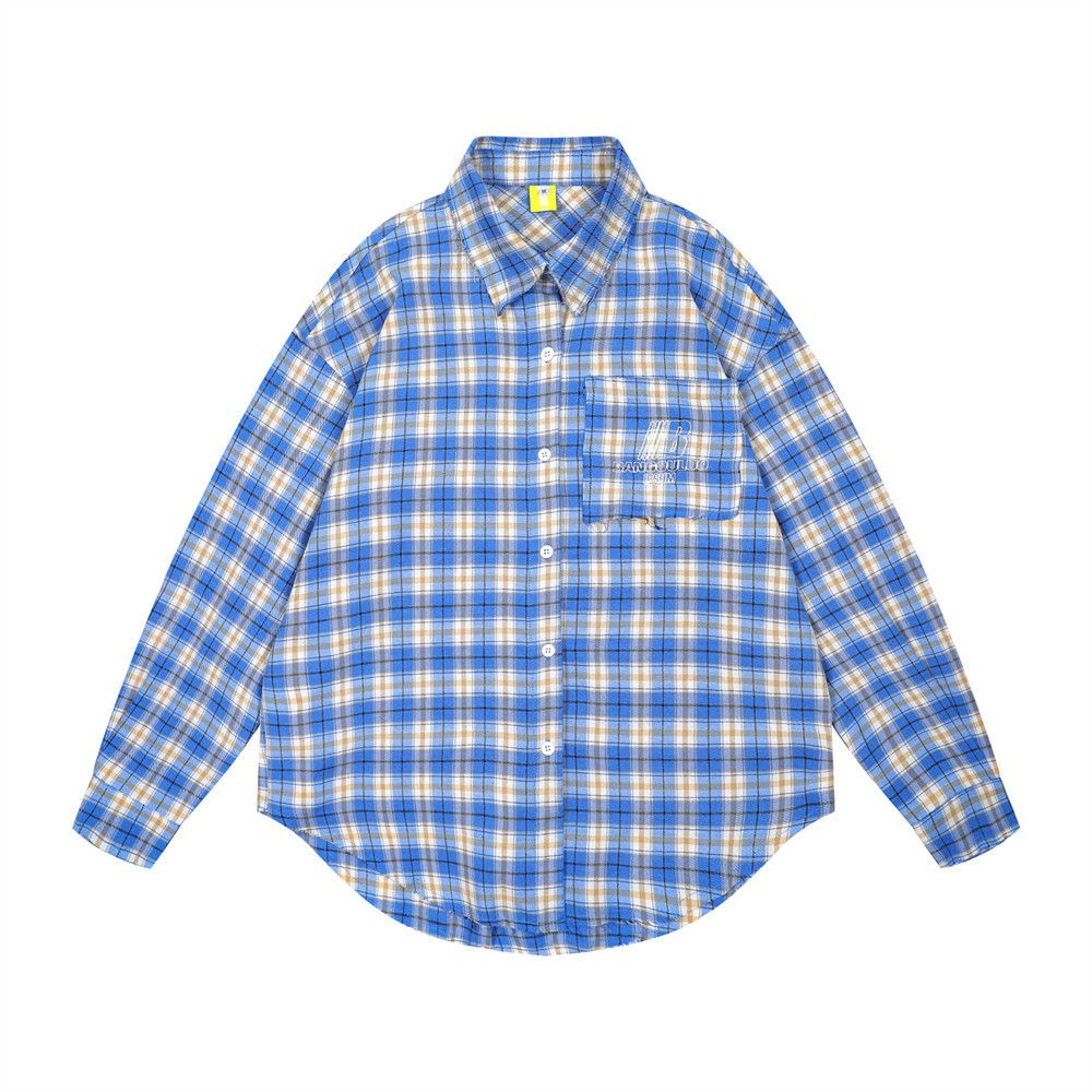Japanese Brand × Vintage Japanese retro loose plaid long-sleeved shirt casual loose Size US M / EU 48-50 / 2 - 1 Thumbnail