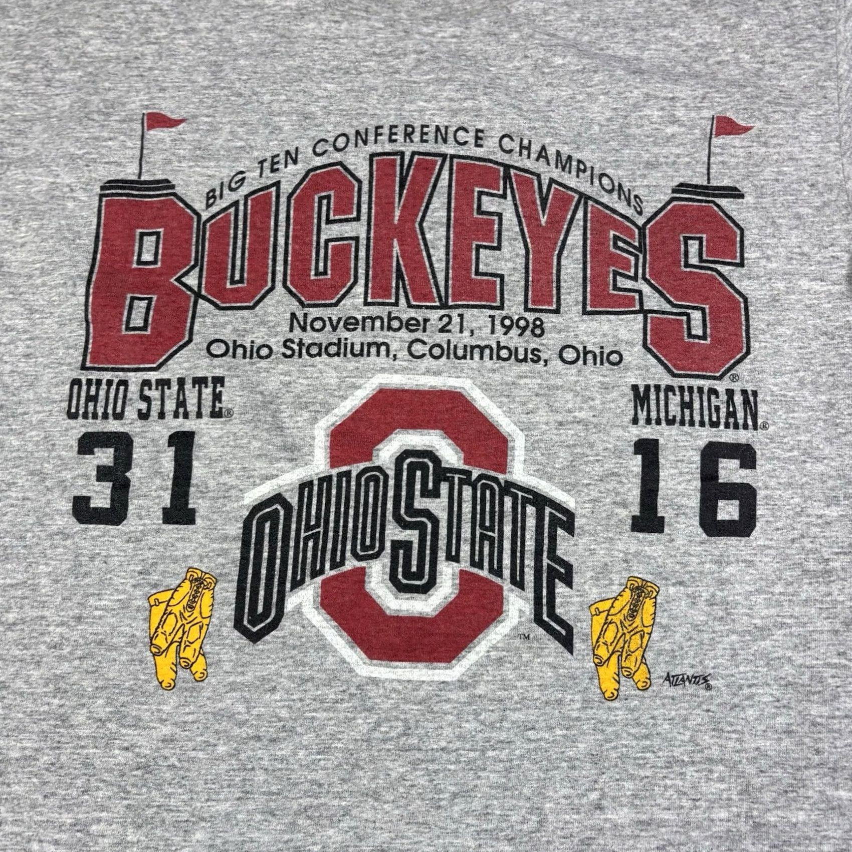 Champion VINTAGE 90s Buckeyes Conference Champions T Shirt Mens M Gray Cotton Short Sleeve Crew Neck All Sport Football Promo Shirt Size US M / EU 48-50 / 2 - 3 Thumbnail