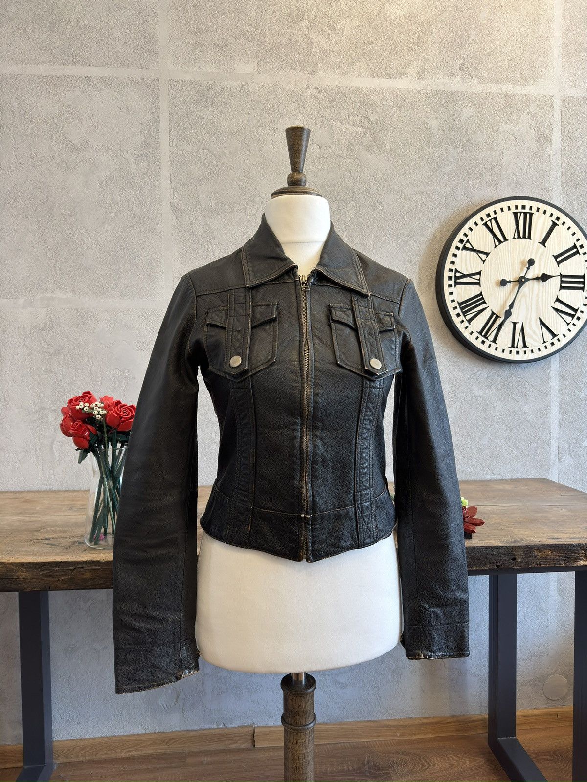 Genuine Leather Vintage slim leather jacket avant garde distressed swag lgb Size S / US 4 / IT 40 - 1 Thumbnail