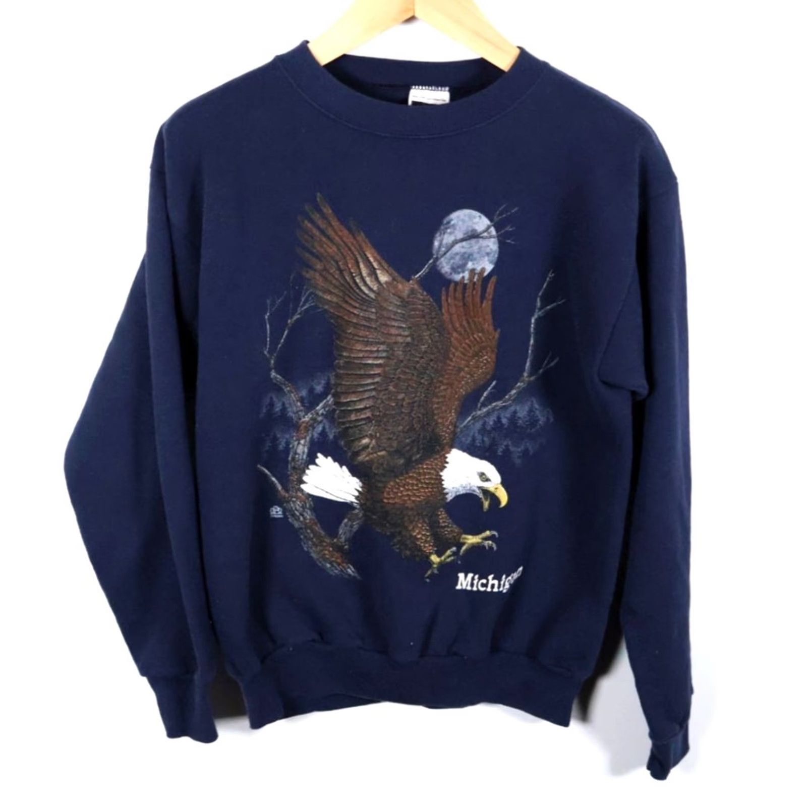 Tultex VINTAGE Tultex Eagle Sweatshirt Graphic Print Blue 50/50 1990s Nature Outdoors Mens Large Adult Medium 90s Retro Size US M / EU 48-50 / 2 - 2 Thumbnail