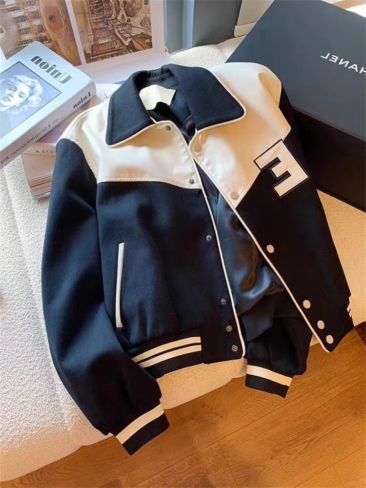 Vintage Patchwork Casual L Baseball Jacket