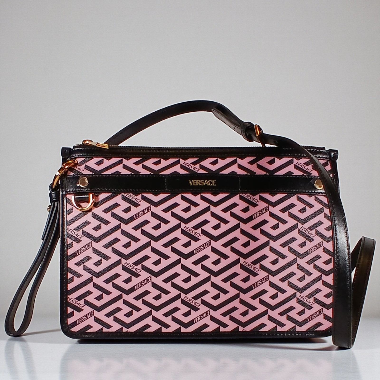 Versace Versace La Greca Signature Coated Canvas Leather Crossbody Size ONE SIZE - 18 Thumbnail