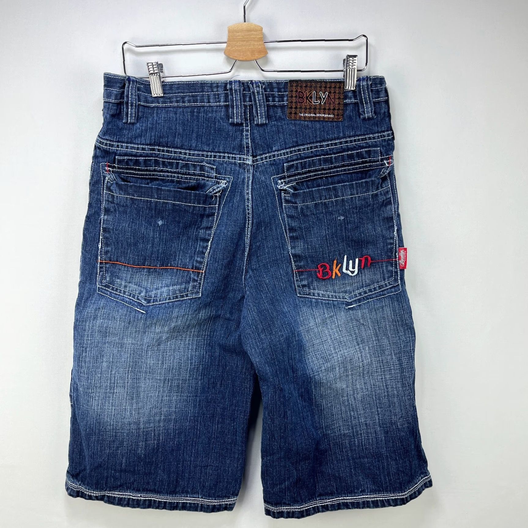 Express VINTAGE Brooklyn Jorts Baggy Denim Shorts 34 BRKLYN Mens Blue 34 Decade Y2K Size US 34 / EU 50 - 2 Thumbnail