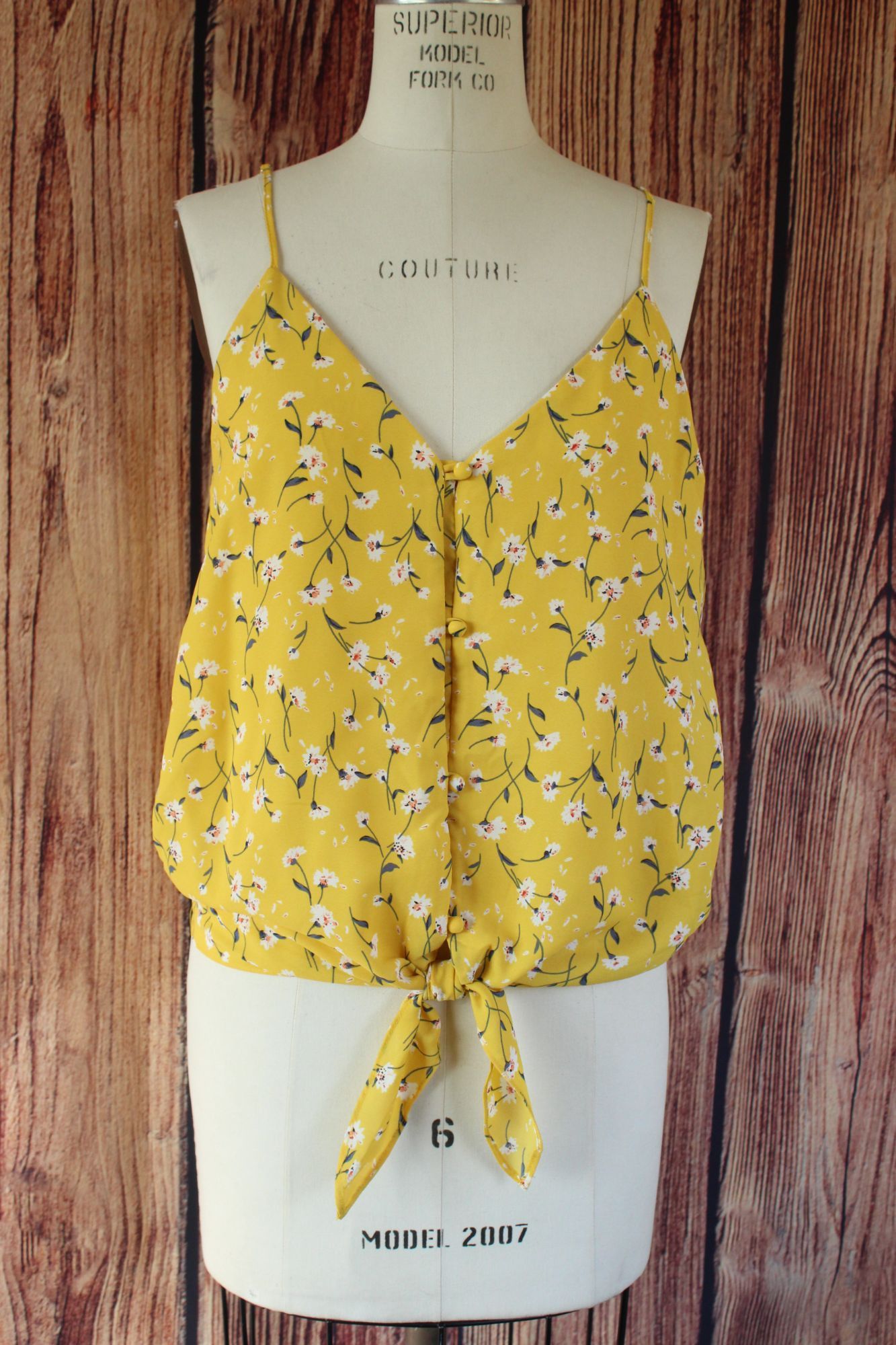 Other Sienna Sky Womens Top, Size Medium, Yellow Floral Tie-Front Size M / US 6-8 / IT 42-44 - 2 Thumbnail