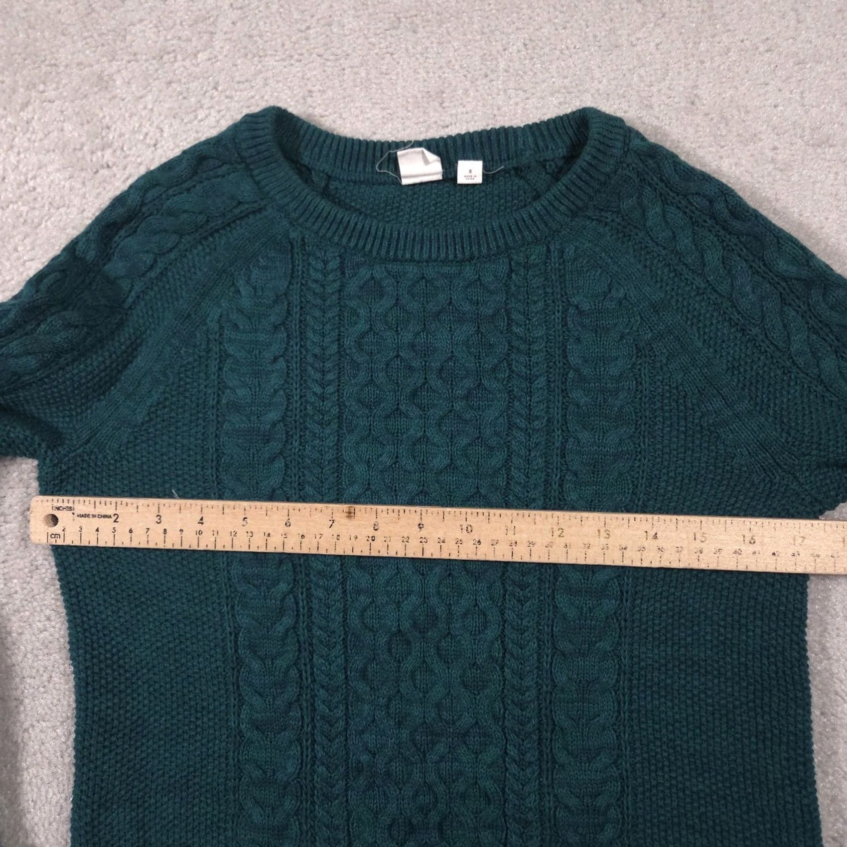 Gap Gap Sweater Womens S Green Cable-Knit Crew Raglan Long Sleeve Pullover Casual Winter Shirt Size S / US 4 / IT 40 - 7 Thumbnail