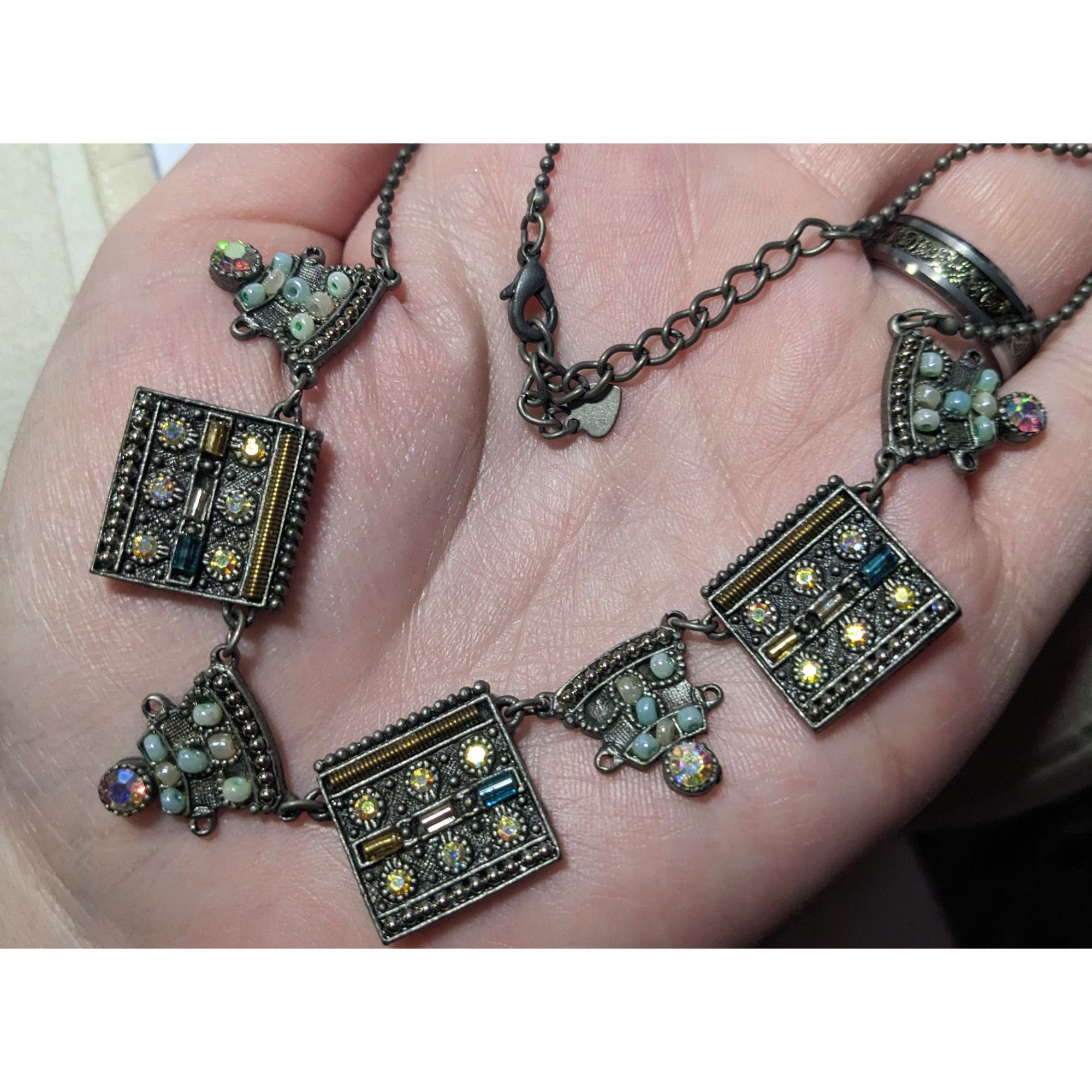 Other Vintage Art Deco Silver Tone Rhinestone Beaded Necklace Size ONE SIZE - 10 Thumbnail