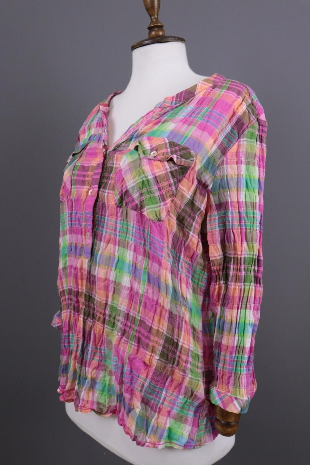 Designer Emily Van Den Bergh Multicolor Henley Check Shirt Size 46 Size M / US 6-8 / IT 42-44 - 8 Thumbnail