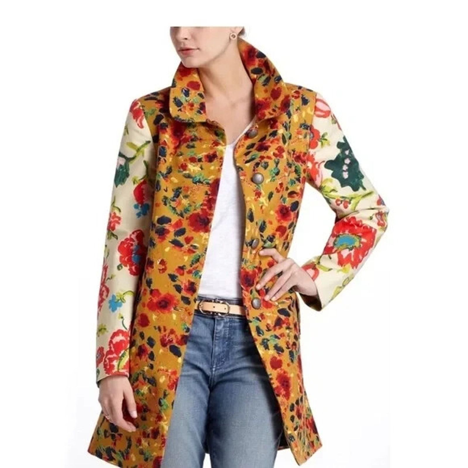 Anthropologie ANTHROPOLOGIE ELEVENSES FLORAL GARDEN PRINT BUTTON COAT SZ 0 Size XS / US 0-2 / IT 36-38 - 1 Thumbnail
