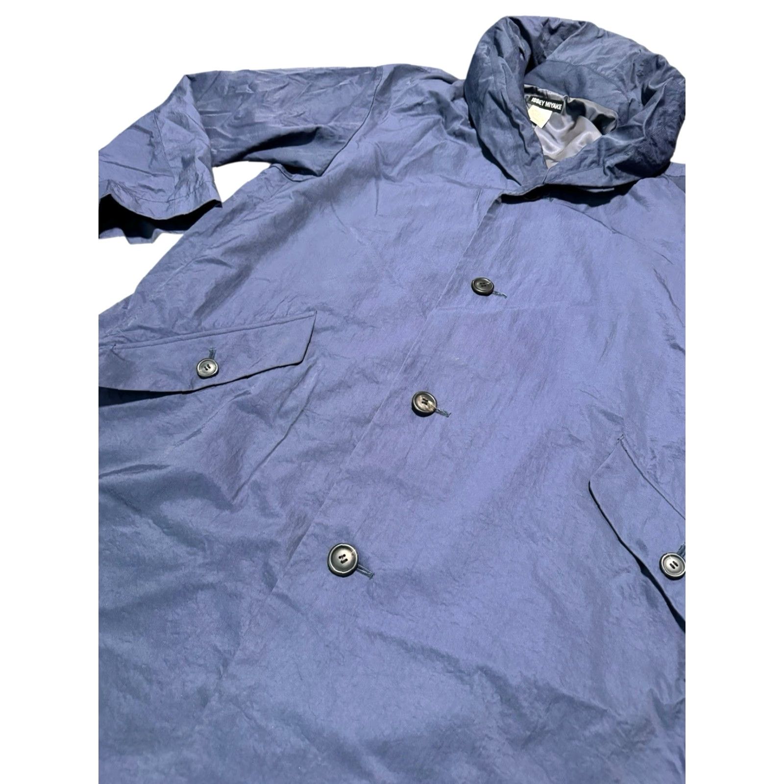 Issey Miyake Vtg ISSEY MIYAKE MEN Navy Nylon Windcoat Trench Coat Hooded ME29-FA011 M Oversized Jackets? Size M / US 6-8 / IT 42-44 - 6 Thumbnail