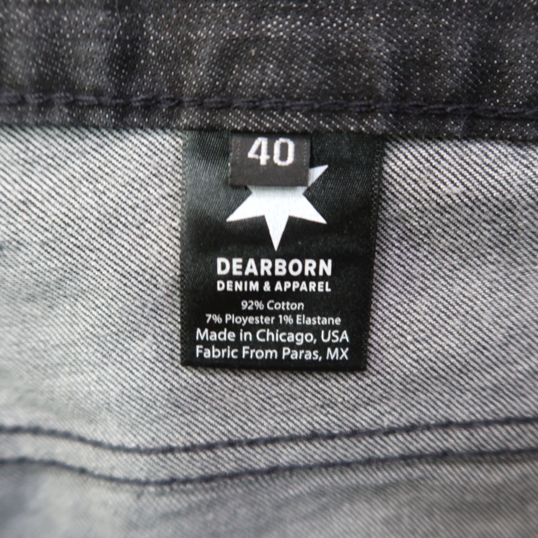 Denime Dearborn Denim Jeans Mens 40x30 Black Denim Straight Leg Stretch Chicago USA Jeans Mens Regular 5-Pocket Black Size US 40 / EU 56 - 3 Thumbnail