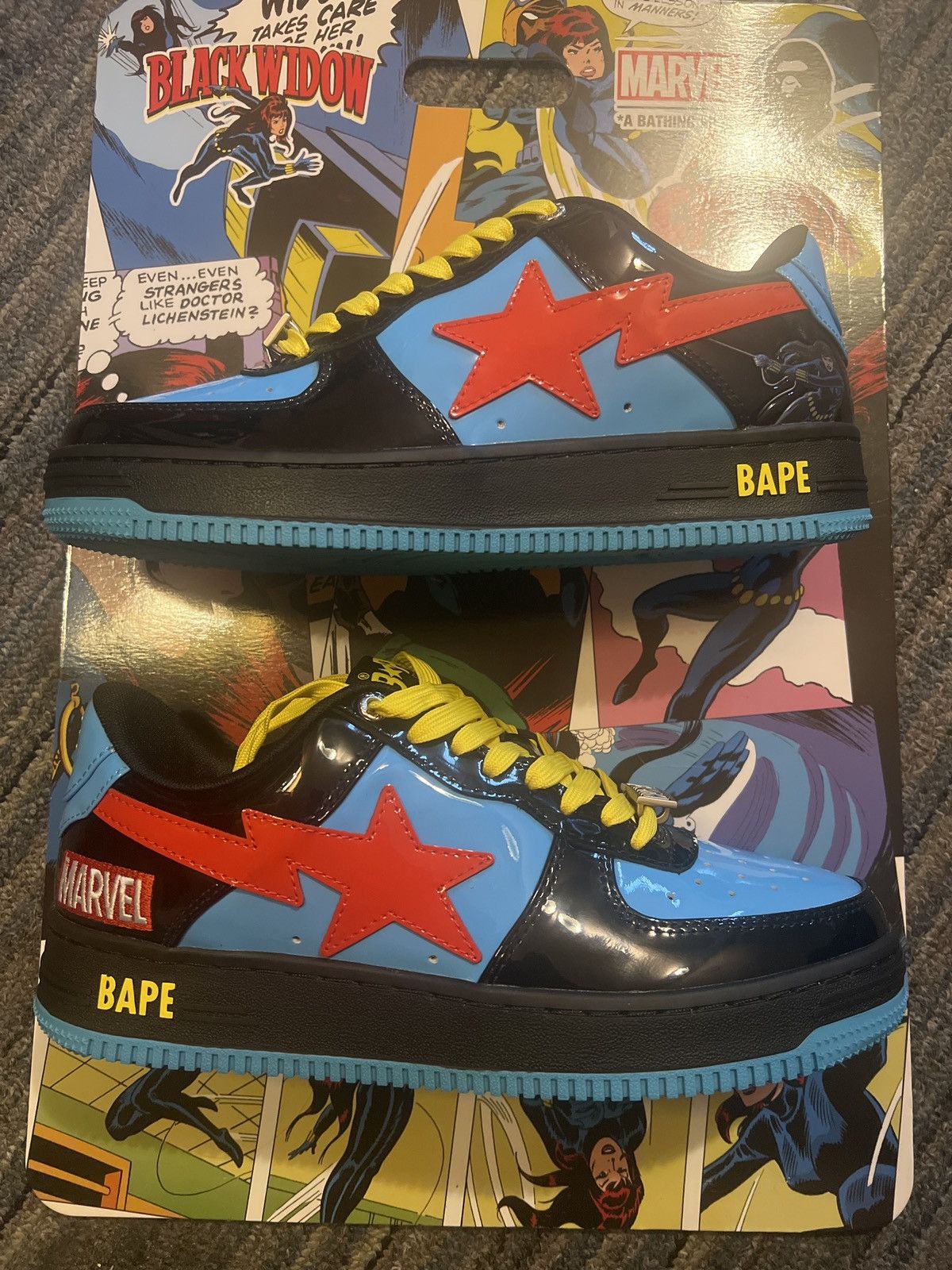 Bape x Marvel Black Widow Bapesta