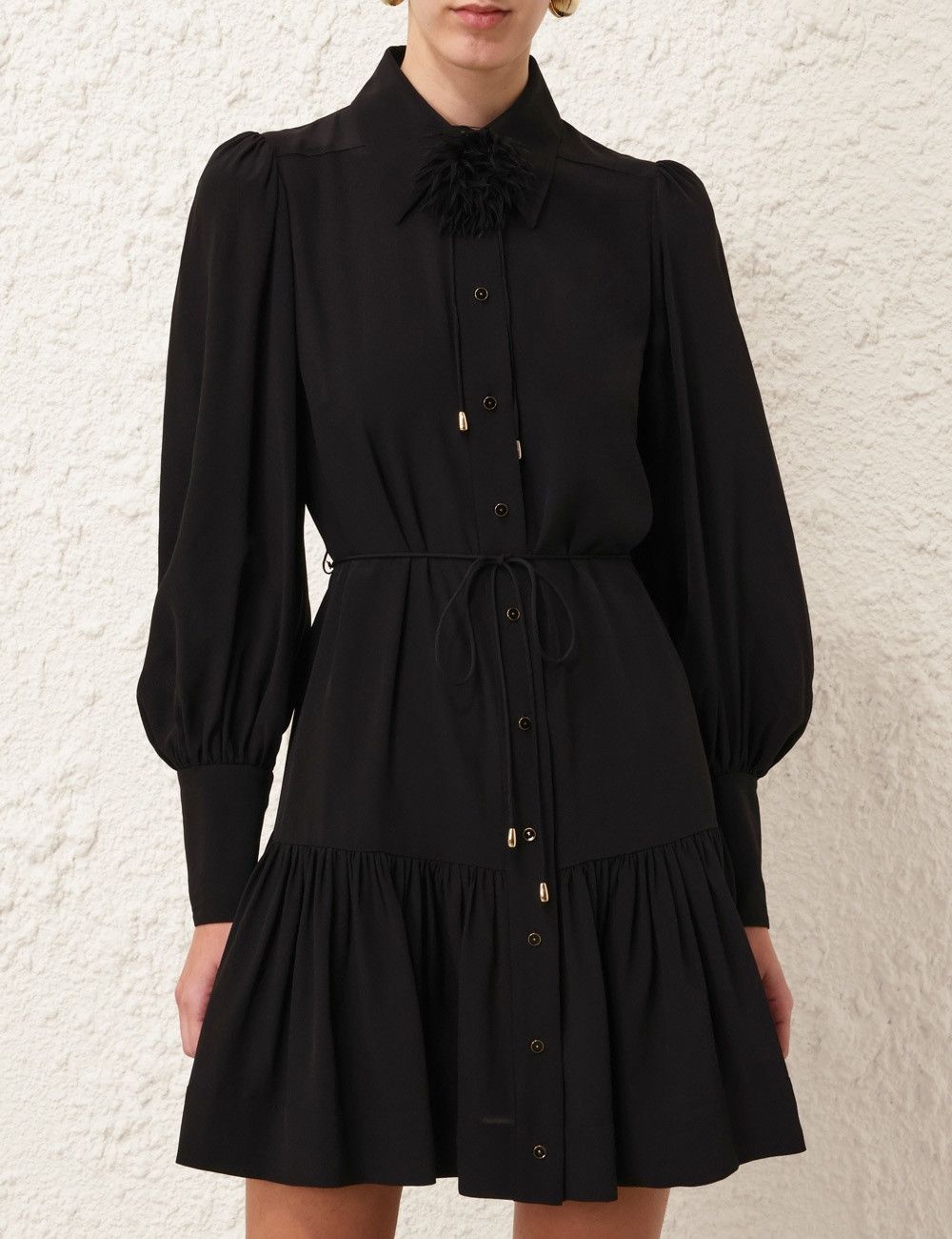 Zimmermann oc11z0825 Shirt Mini Dress in Black Size L / US 10 / IT 46 - 2 Thumbnail