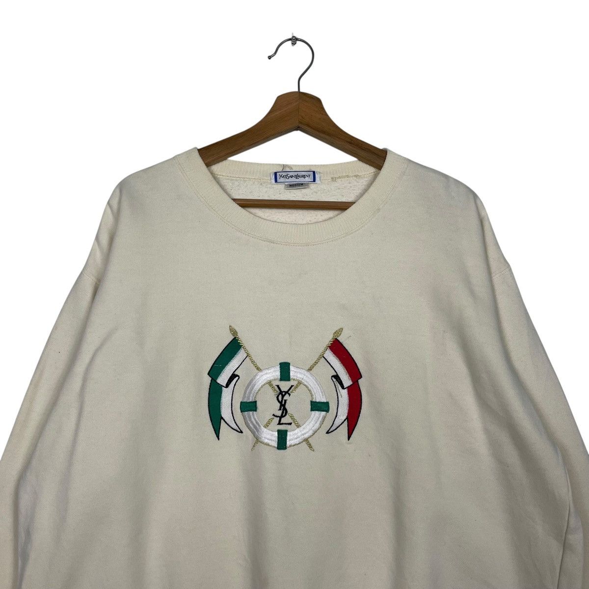 Yves Saint Laurent Vintage Yves Saint Laurent Big Logo Sweatshirt Size US M / EU 48-50 / 2 - 2 Thumbnail