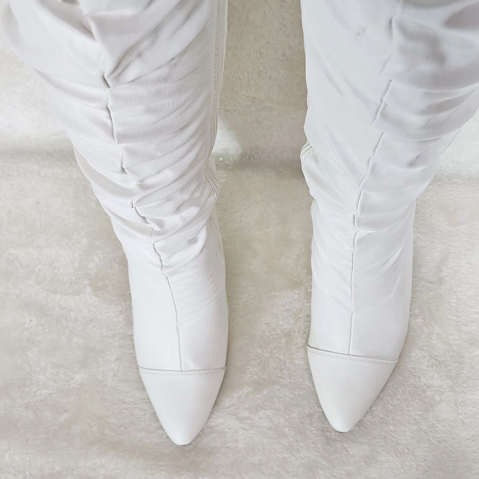 Other Victoria White Thigh High Over The Knee Slouch Scrunch Boots Size US 6.5 / IT 36.5 - 6 Thumbnail