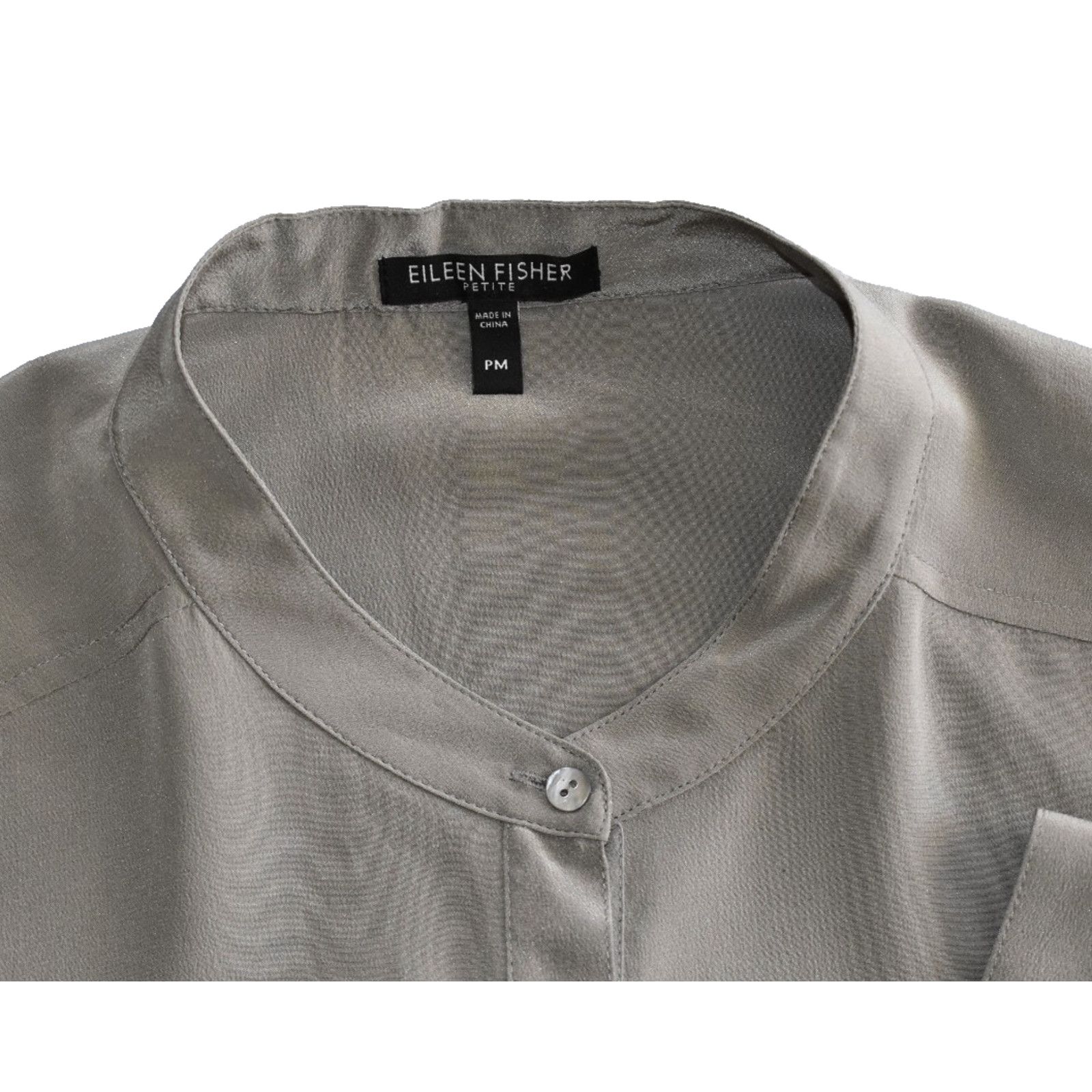 Eileen Fisher EILEEN FISHER Crepe Silk Button Front Petite Blouse Top PM Size M / US 6-8 / IT 42-44 - 4 Thumbnail