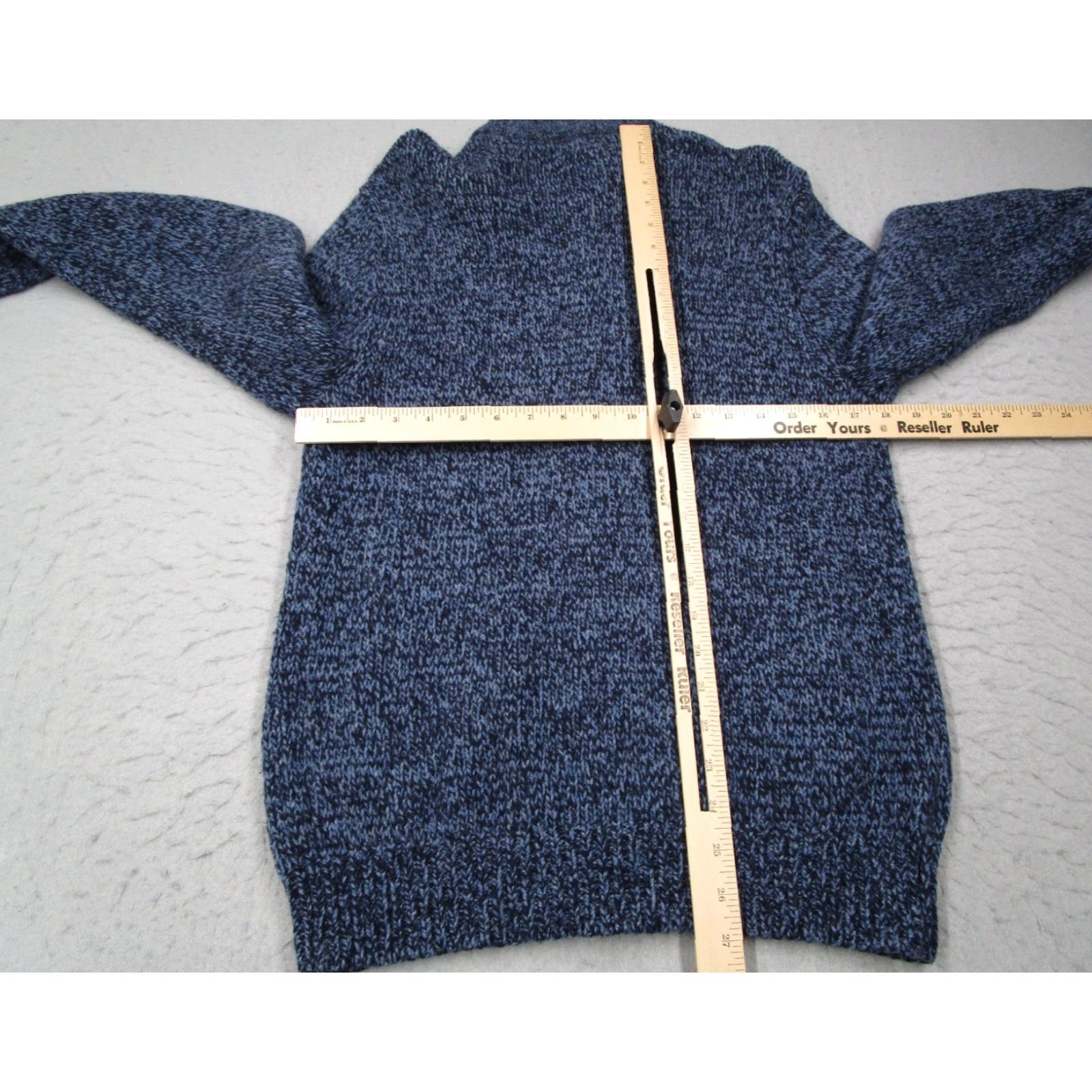 Vintage LL Bean Sweater Mens Medium Heather Blue Full Zip Lambswool Knit Hiking Outdoor Pockets 90s Bohemian Classic Retro Mens Size US M / EU 48-50 / 2 - 4 Thumbnail