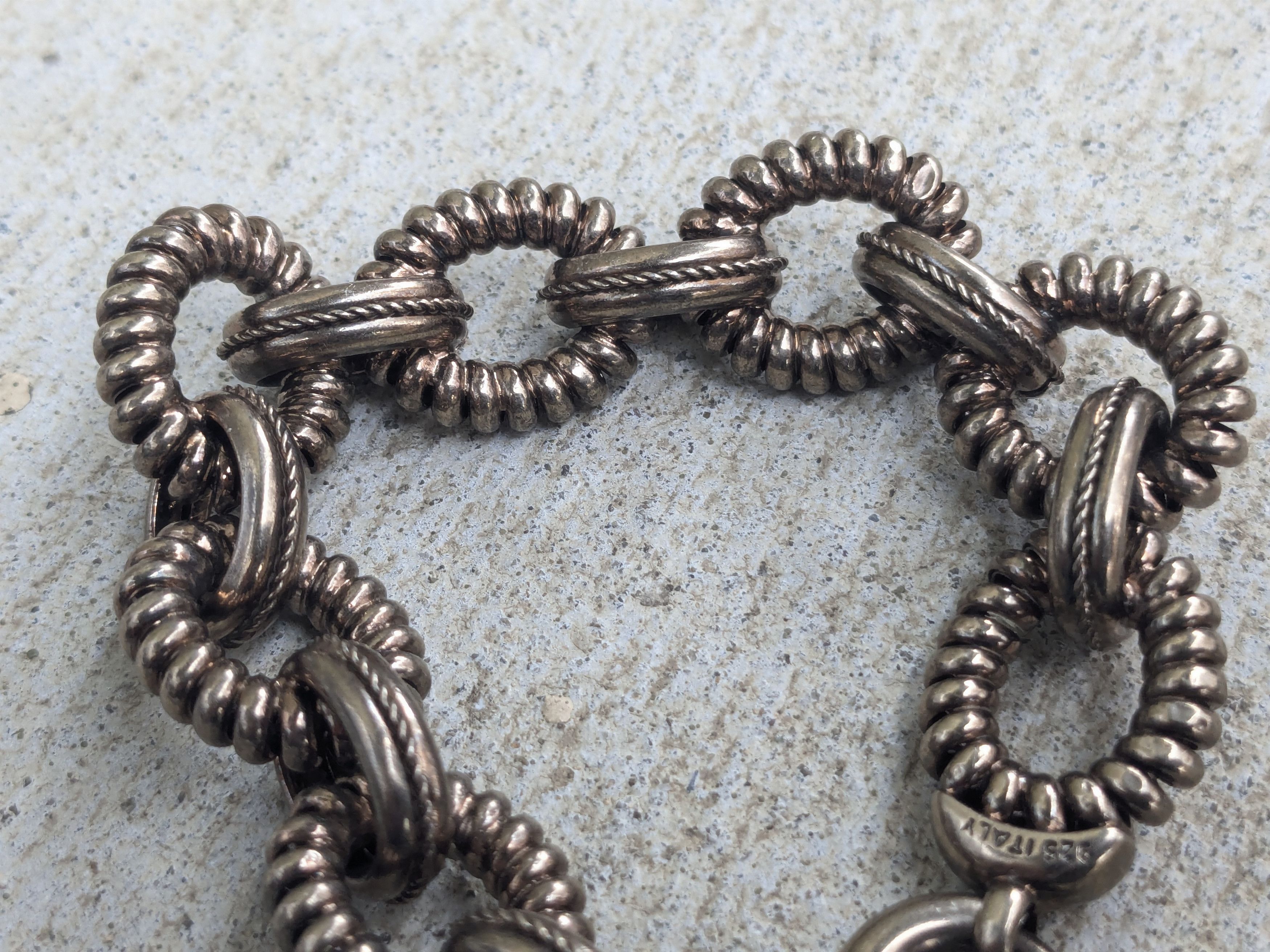 Jewelry Vintage Sterling Silver Bracelet Oval Thick Chunky 7.75 Size ONE SIZE - 5 Thumbnail