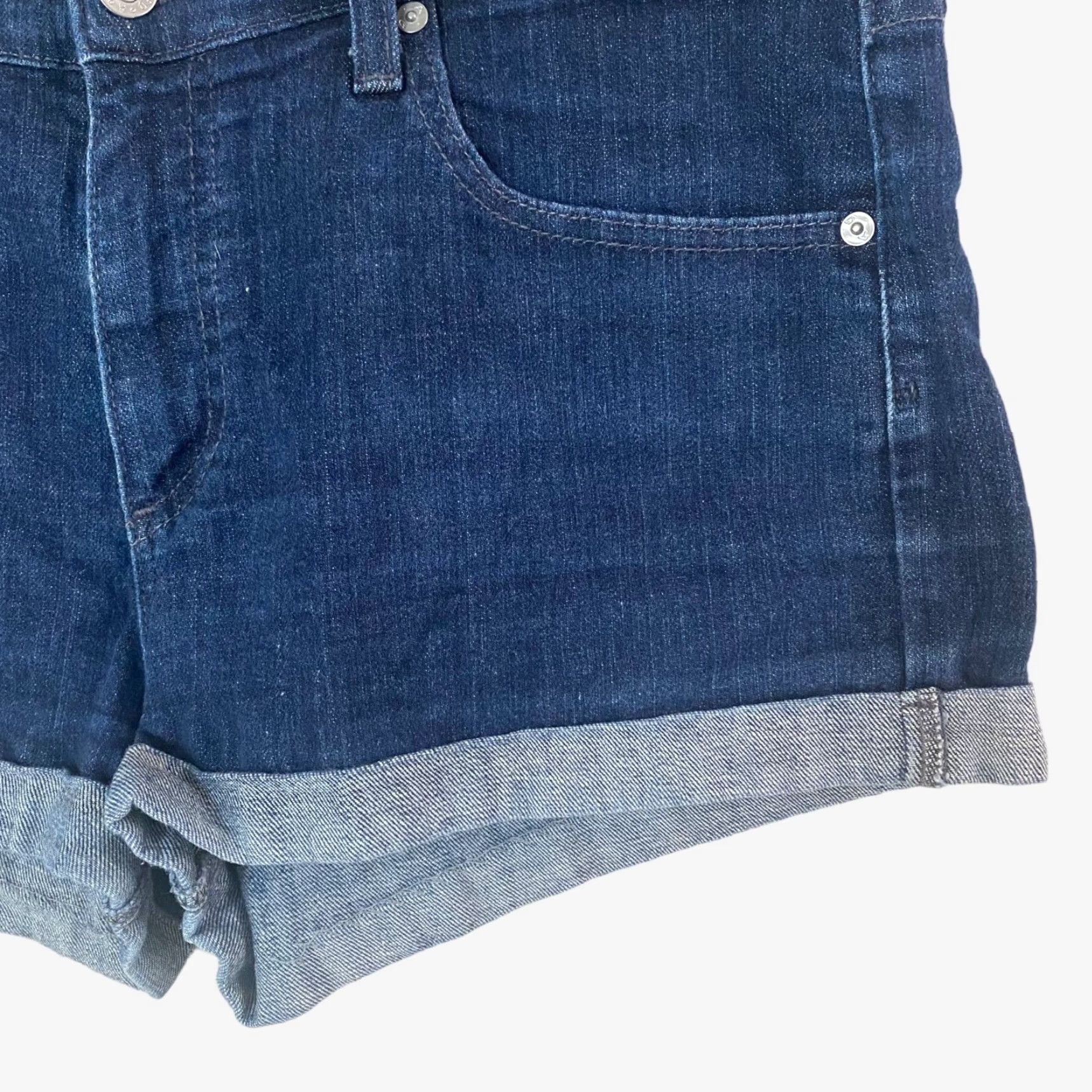 Denime Adriano Goldschmied Pixie Cuffed Jean Shorts Women's 32 Blue Denim Dark Wash Womens Size 24" / US 00 / IT 34 - 6 Thumbnail