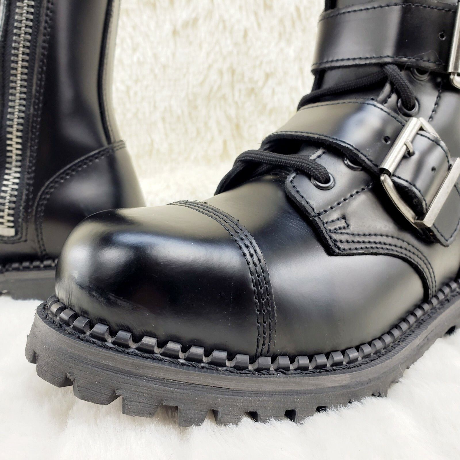 Demonia Cult DEMONIA Riot 12 Goth Combat Biker Steel Toe Ankle Boots Blac Size US 7 / EU 40 - 6 Thumbnail