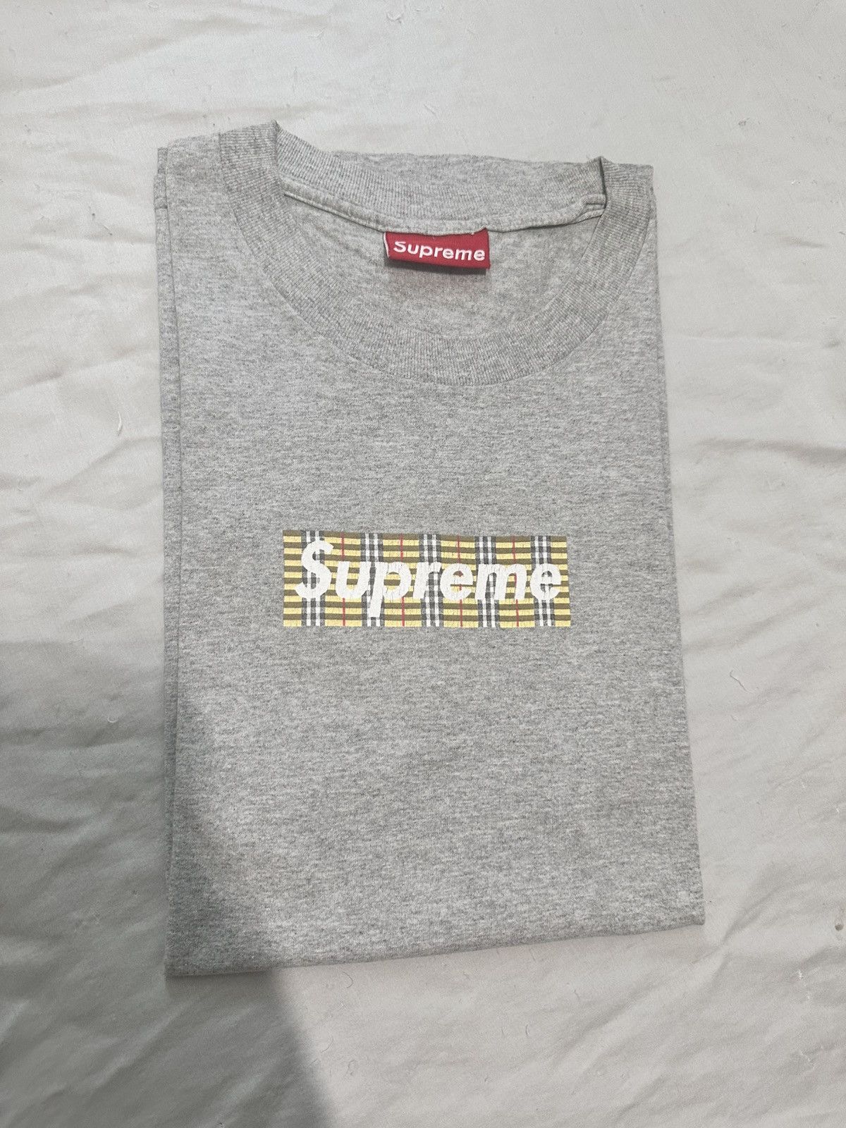 Supreme 1997 Supreme Burberry Box Logo Gray Tee XL Size US XL / EU 56 / 4 - 1 Thumbnail