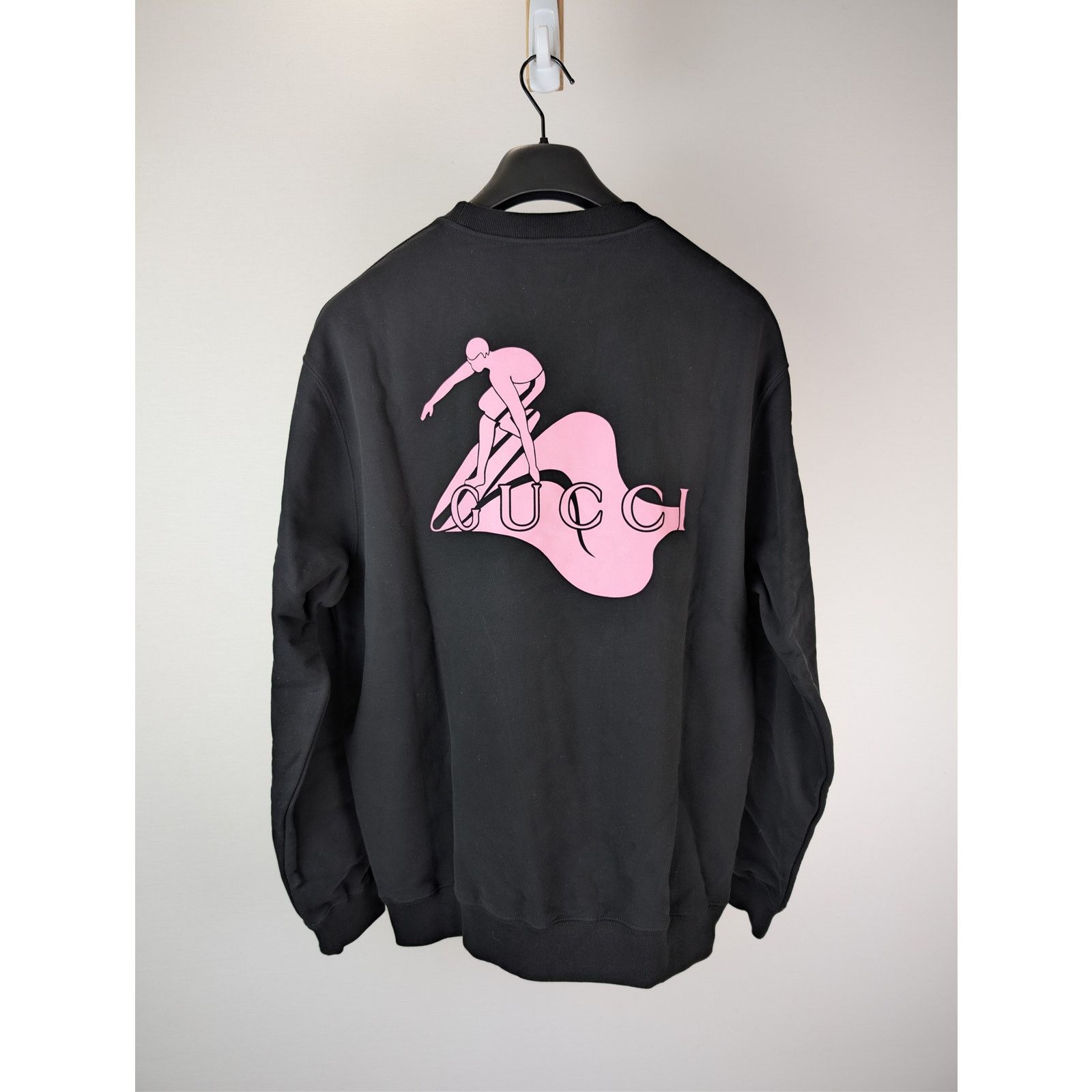 Gucci o1rshd1 Printed Logo Cotton Sweatshirt in Black / Light Pink Size US L / EU 52-54 / 3 - 9 Thumbnail