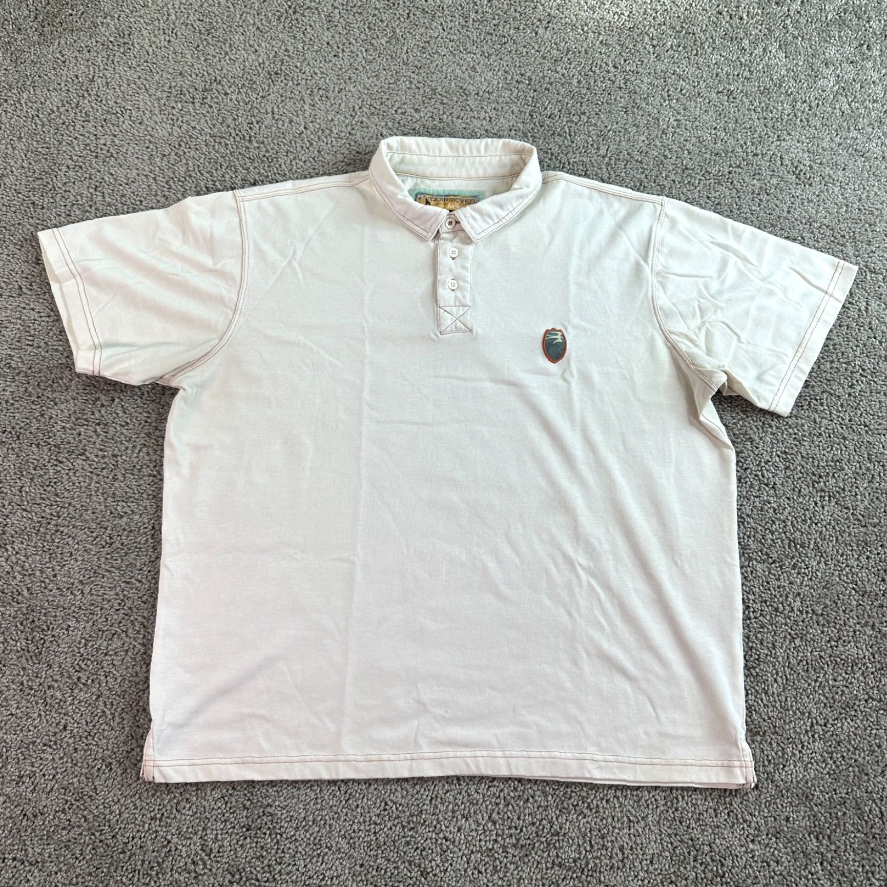 Quiksilver Quiksilver Polo Shirt Mens XL Ivory White Cotton Polyester Blend Logo Casual Short Sleeve Button Collar Polo Size US XL / EU 56 / 4 - 2 Thumbnail