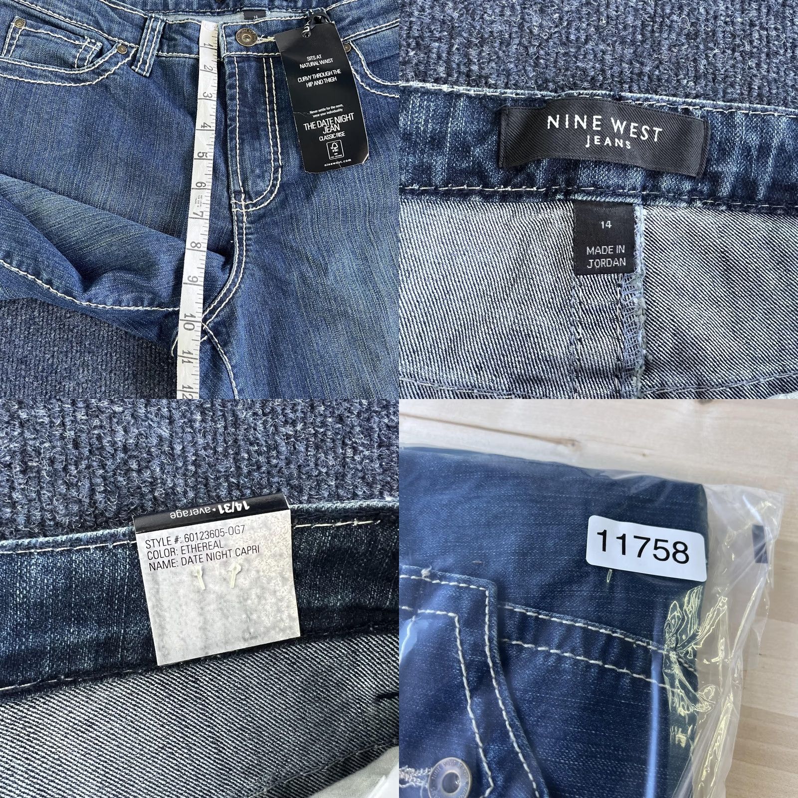 Nine West Nine West Womens Jeans Capri Blue Classic Rise Ethereal Denim 14/31 Size 36" / US 14 / IT 50 - 9 Thumbnail