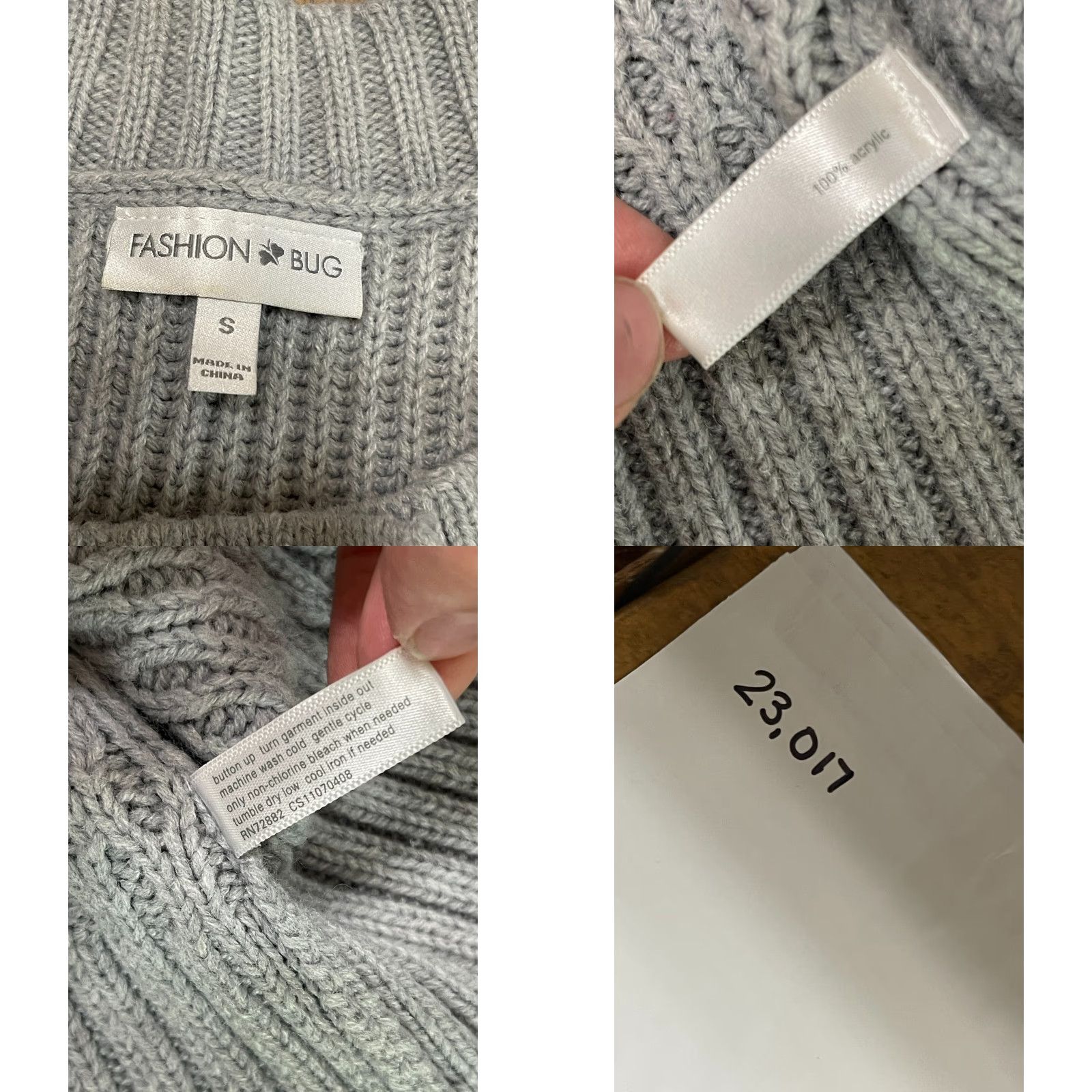 Vintage Fashion Bug Sweater Cardigan, Women's Size Small Gray Knit Shirt Size S / US 4 / IT 40 - 8 Thumbnail