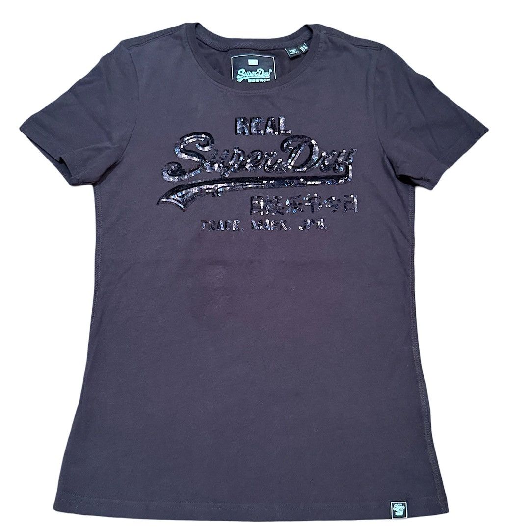 Superdry SUPERDRY Vintage Logo SZ 4 Black on Black Sequin T-Shirt Size S / US 4 / IT 40 - 1 Thumbnail