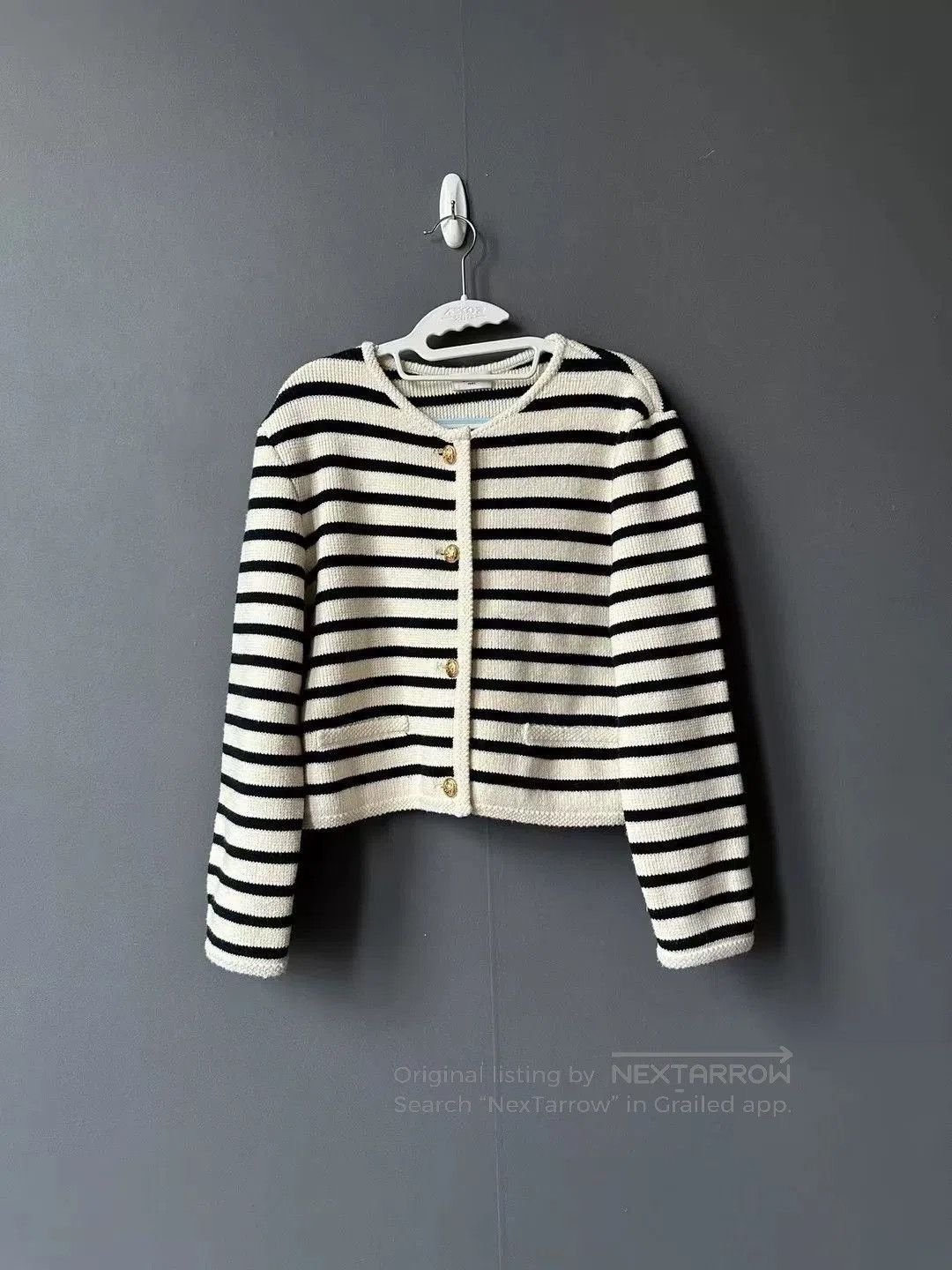 Celine celine black and white striped wool coat. Size M / US 6-8 / IT 42-44 - 1 Thumbnail