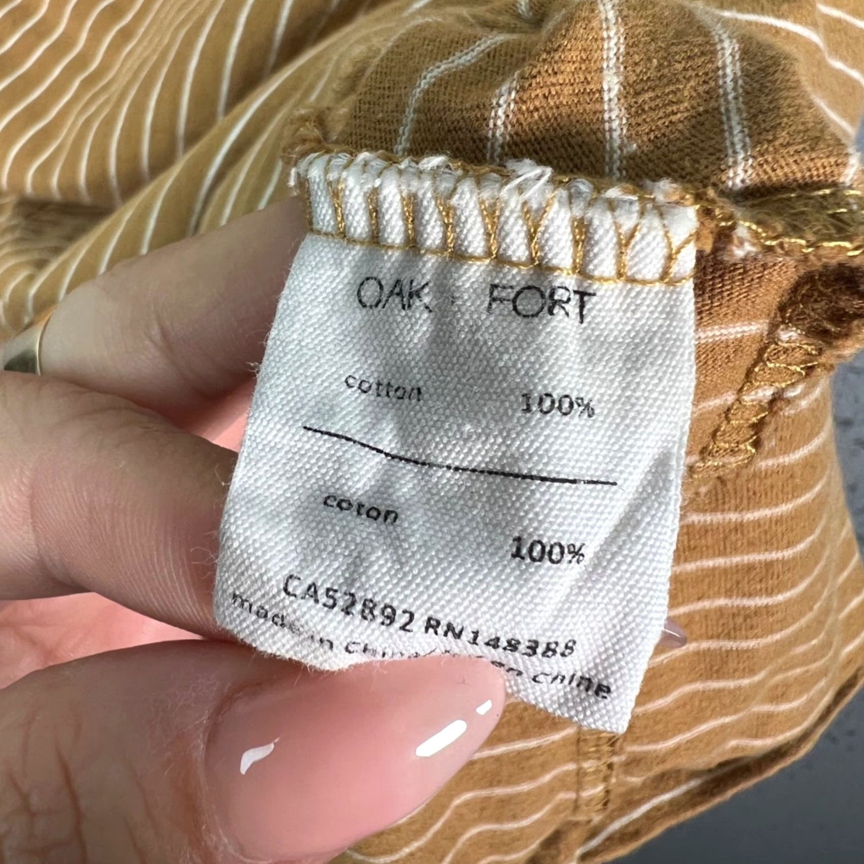 Oak + Fort Oak + Fort Womens Medium Brown Striped Cotton Pocket T-Shirt Size M / US 6-8 / IT 42-44 - 4 Thumbnail