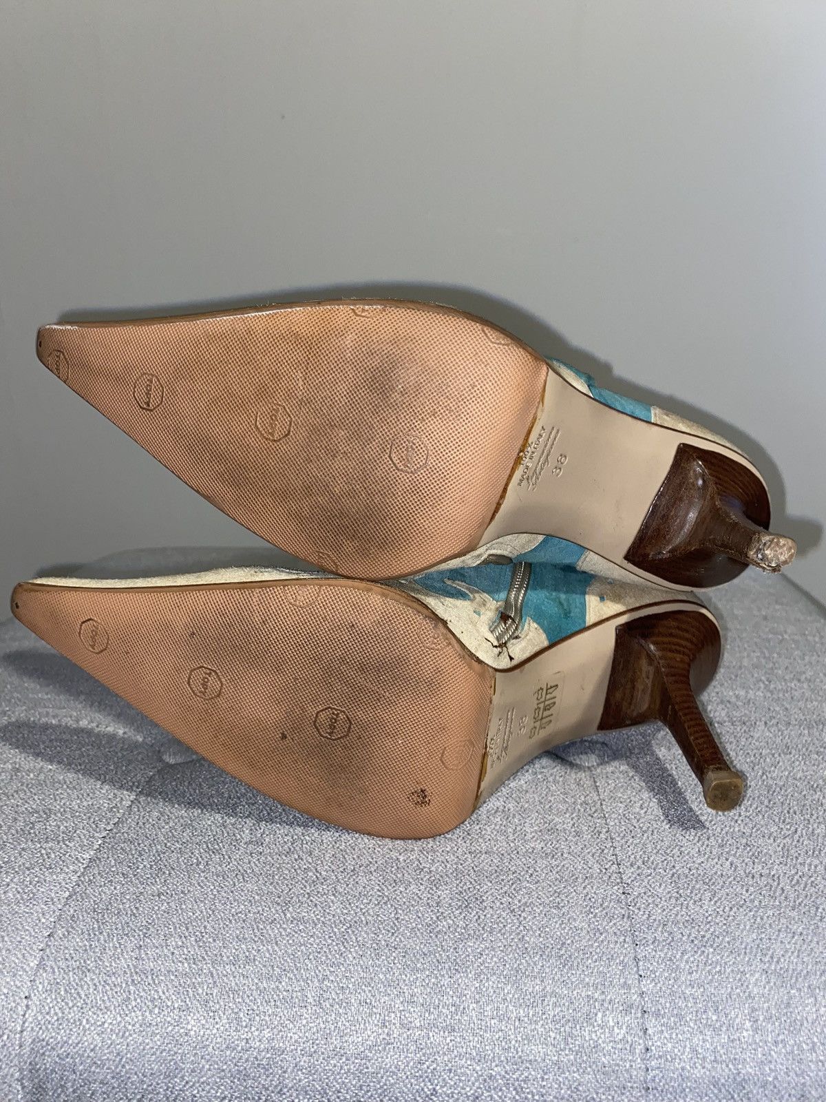 Other Lavorazione Artigianale: Teal and Beige Western Boots! Size US 8 / IT 38 - 6 Thumbnail